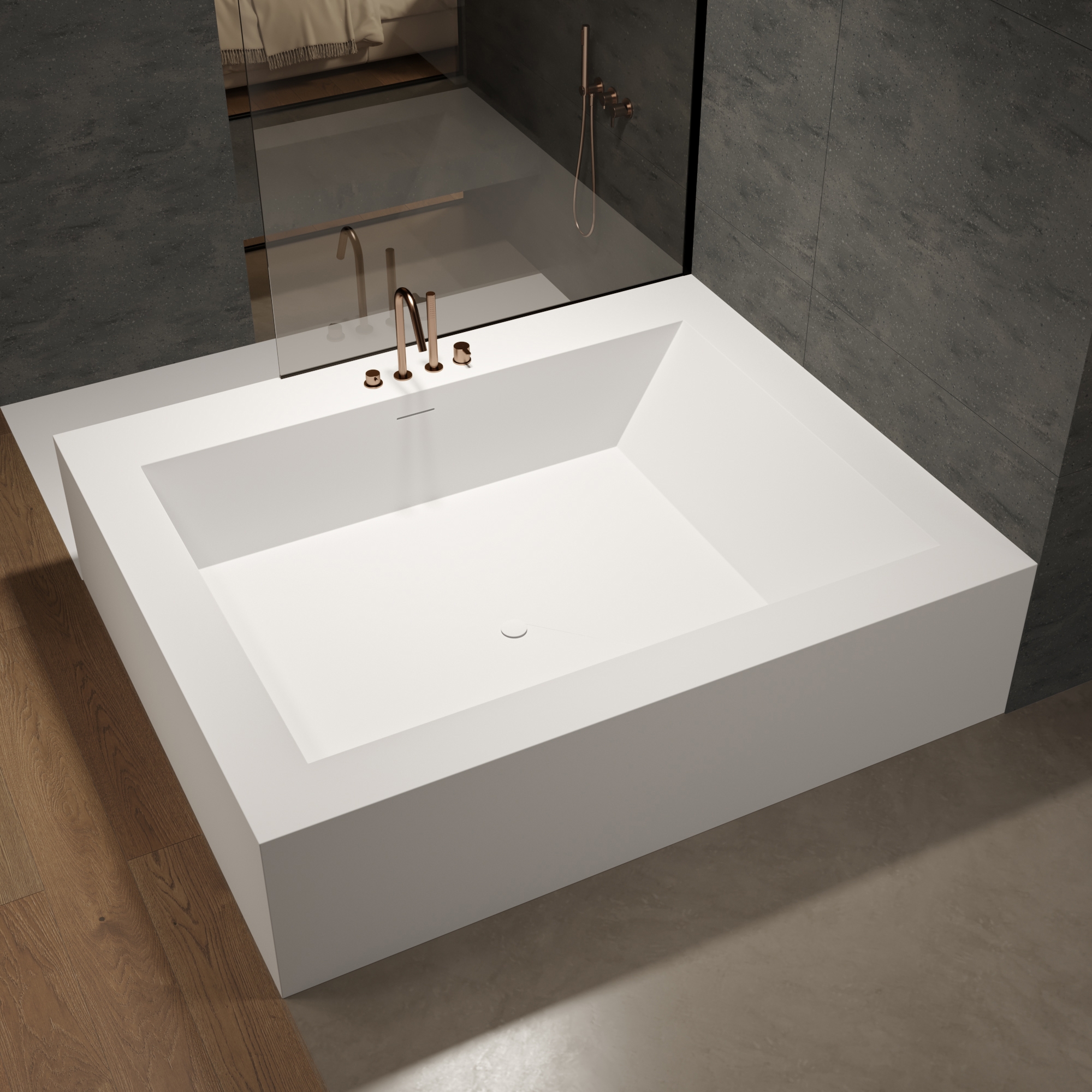 Display product CORIAN® | Cassiopeia Built-in DuPont™ Corian® Bathtub - 3 panels from manufacturer Riluxa