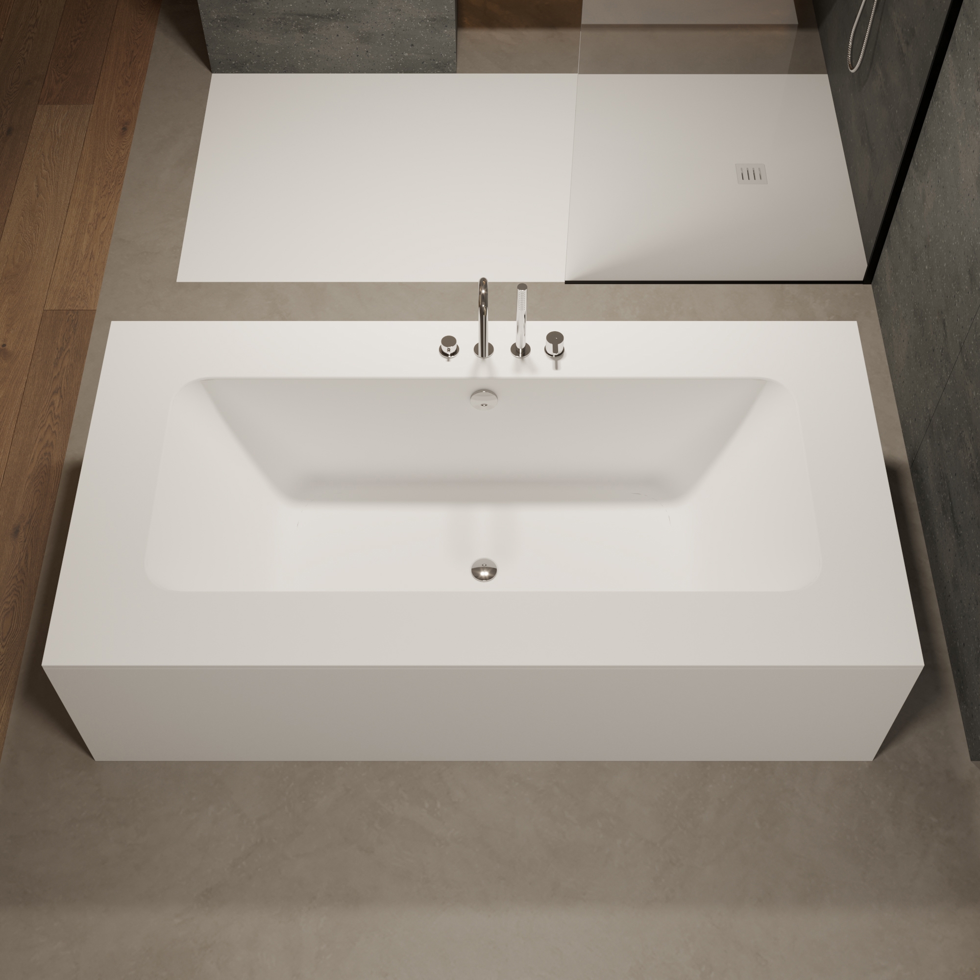 Display product CORIAN® | Delight 8410 Built-in DuPont™ Corian® Bathtub from manufacturer Riluxa