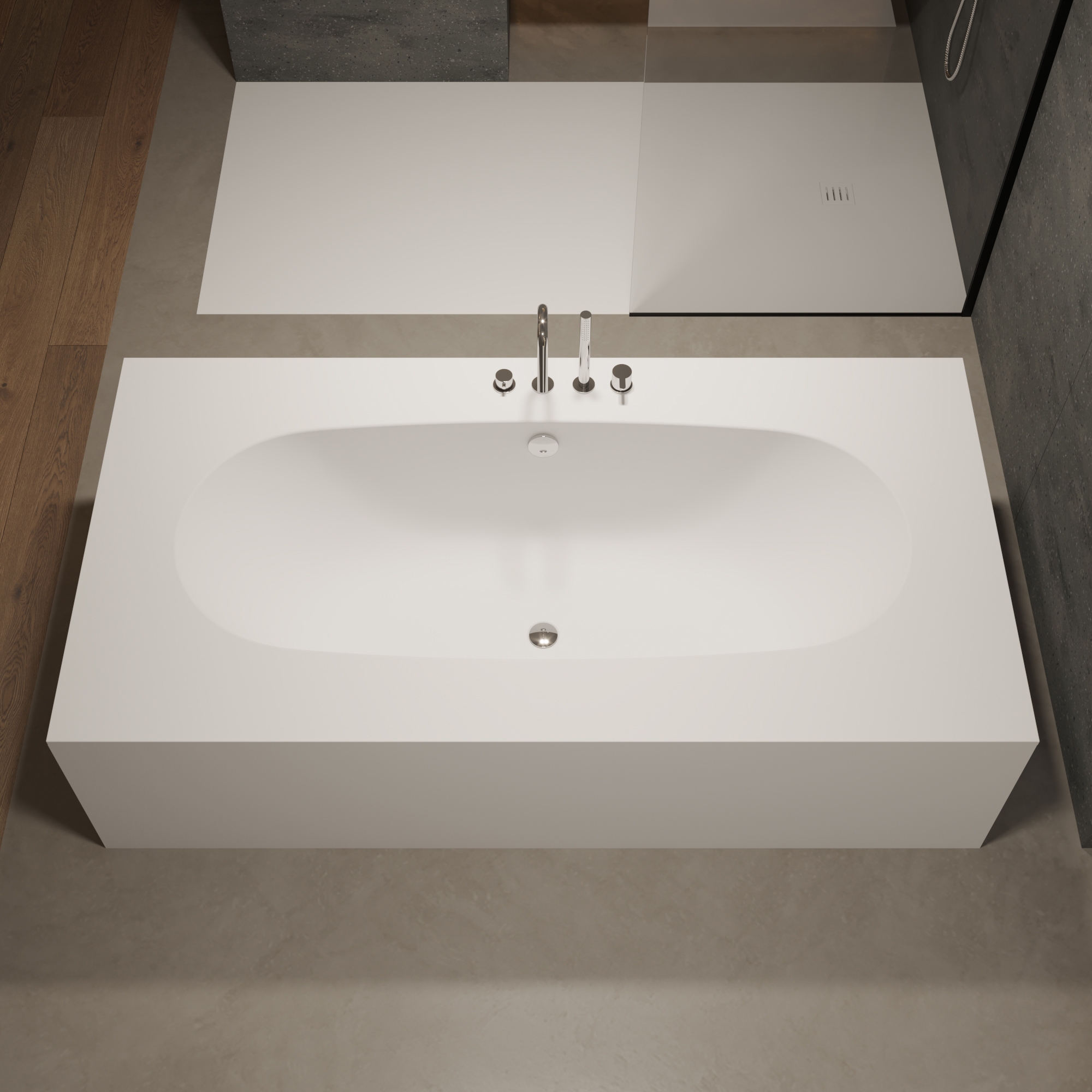 Display product CORIAN® | Delight 8420 Built-in DuPont™ Corian® Bathtub from manufacturer Riluxa