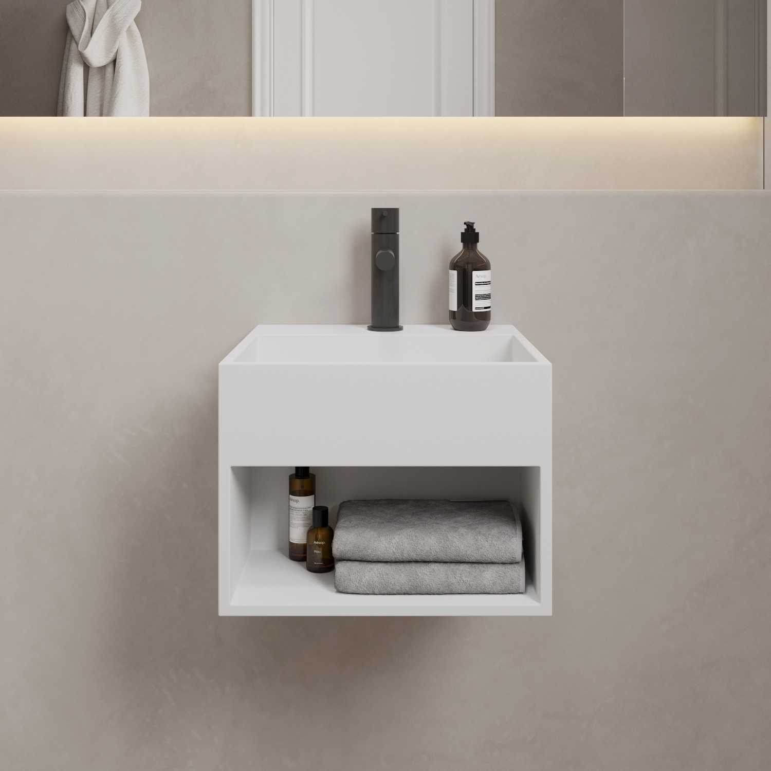 Mostrar el producto SOLID SURFACE | Cassiopeia Solid Surface Wall Mounted Washbasin del fabricante Riluxa