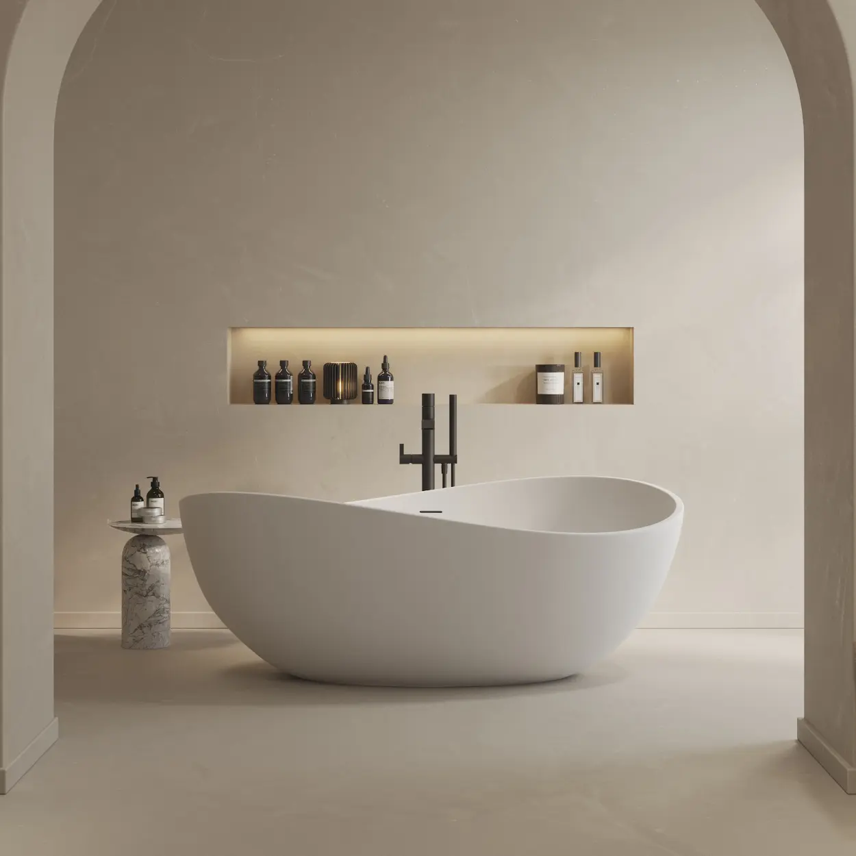 Riluxa - SOLID SURFACE | Genova Freestanding Solid Surface Bathtub - 180cm