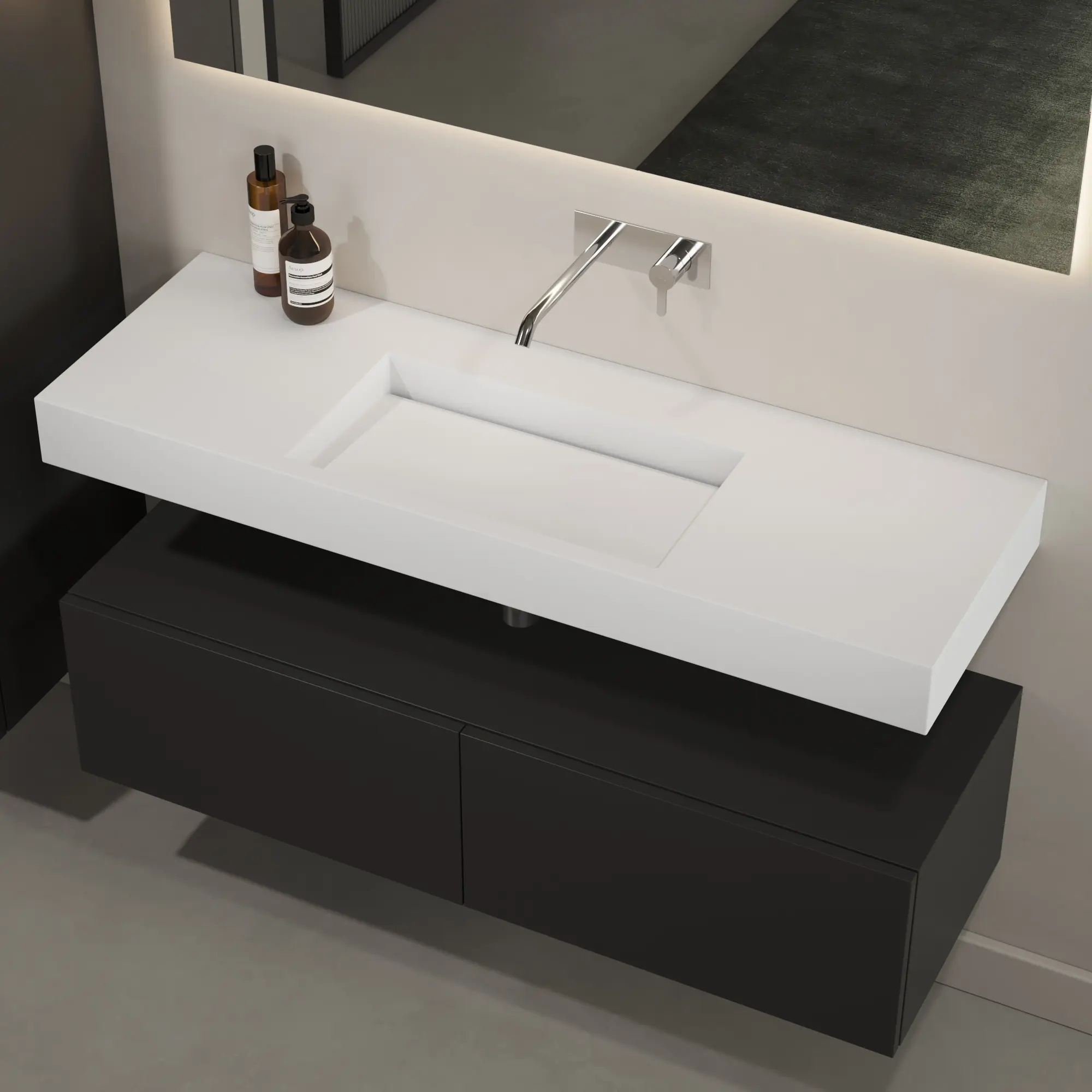 Riluxa - SOLID SURFACE | Poppy Solid Surface Wall Mounted Washbasin - 90cm