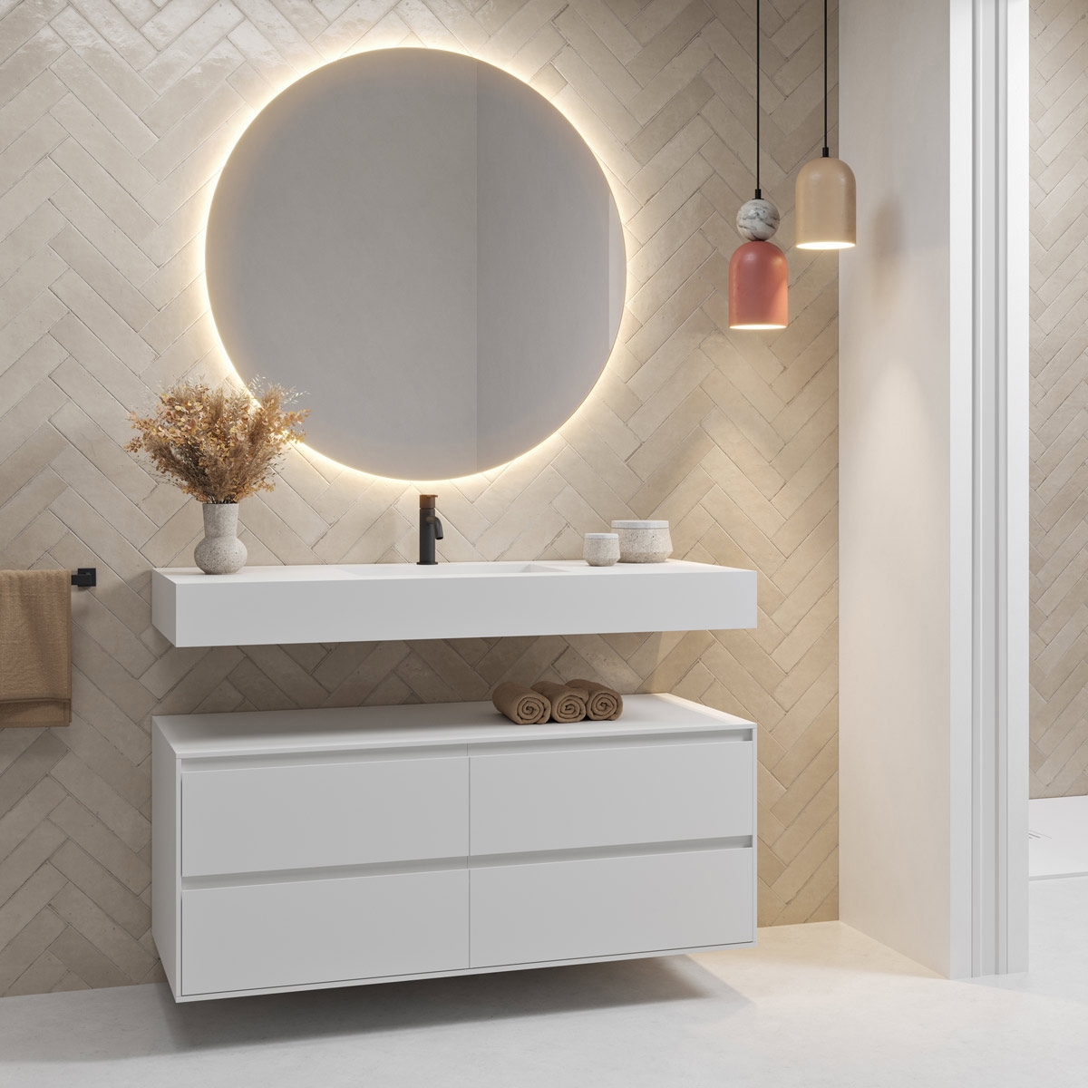 Display product MDF | Gaia Classic Wall-Mounted MDF Bathroom Cabinet - 2 drawers from manufacturer Riluxa