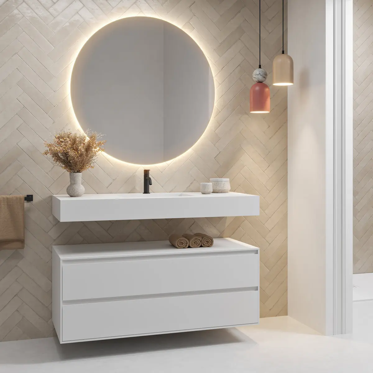 Riluxa - MDF | Gaia Classic Mobiletto per bagno sospeso in MDF - 4 cassetti
