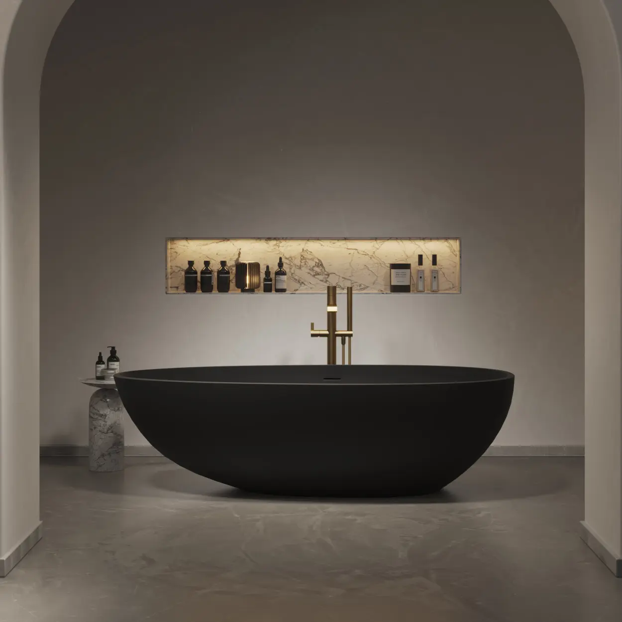 Riluxa - SOLID SURFACE | Toulouse Freestanding Solid Surface Bathtub - Black - 178cm