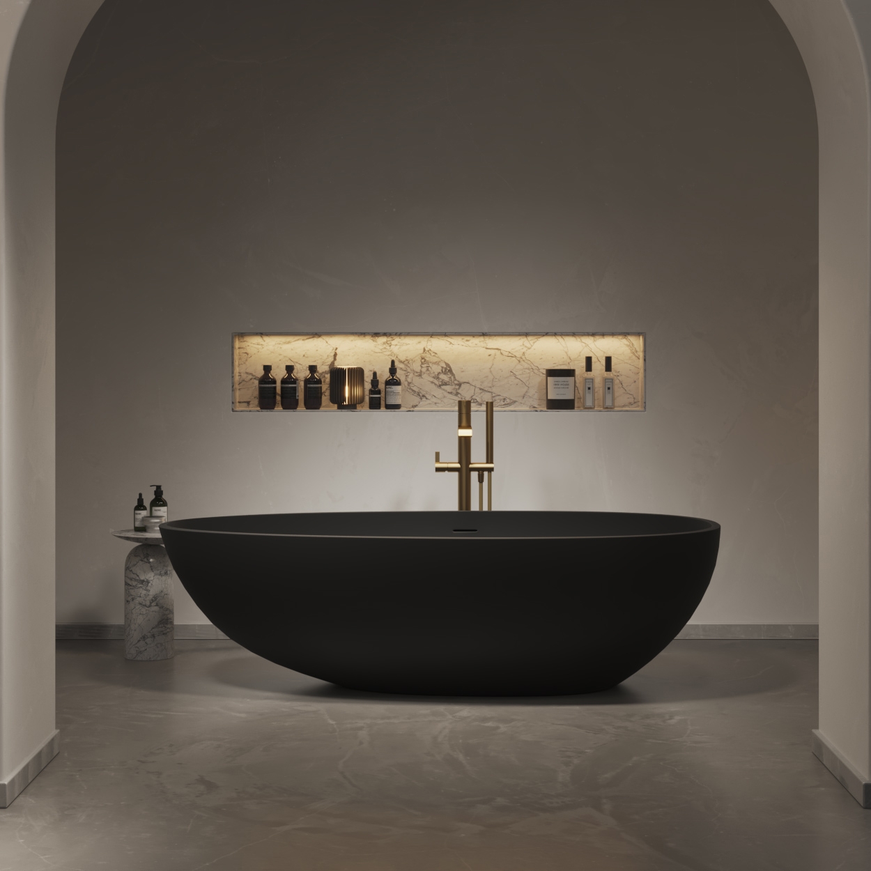Mostra il prodotto SOLID SURFACE | Toulouse Freestanding Solid Surface Bathtub - Black - 178cm del produttore Riluxa