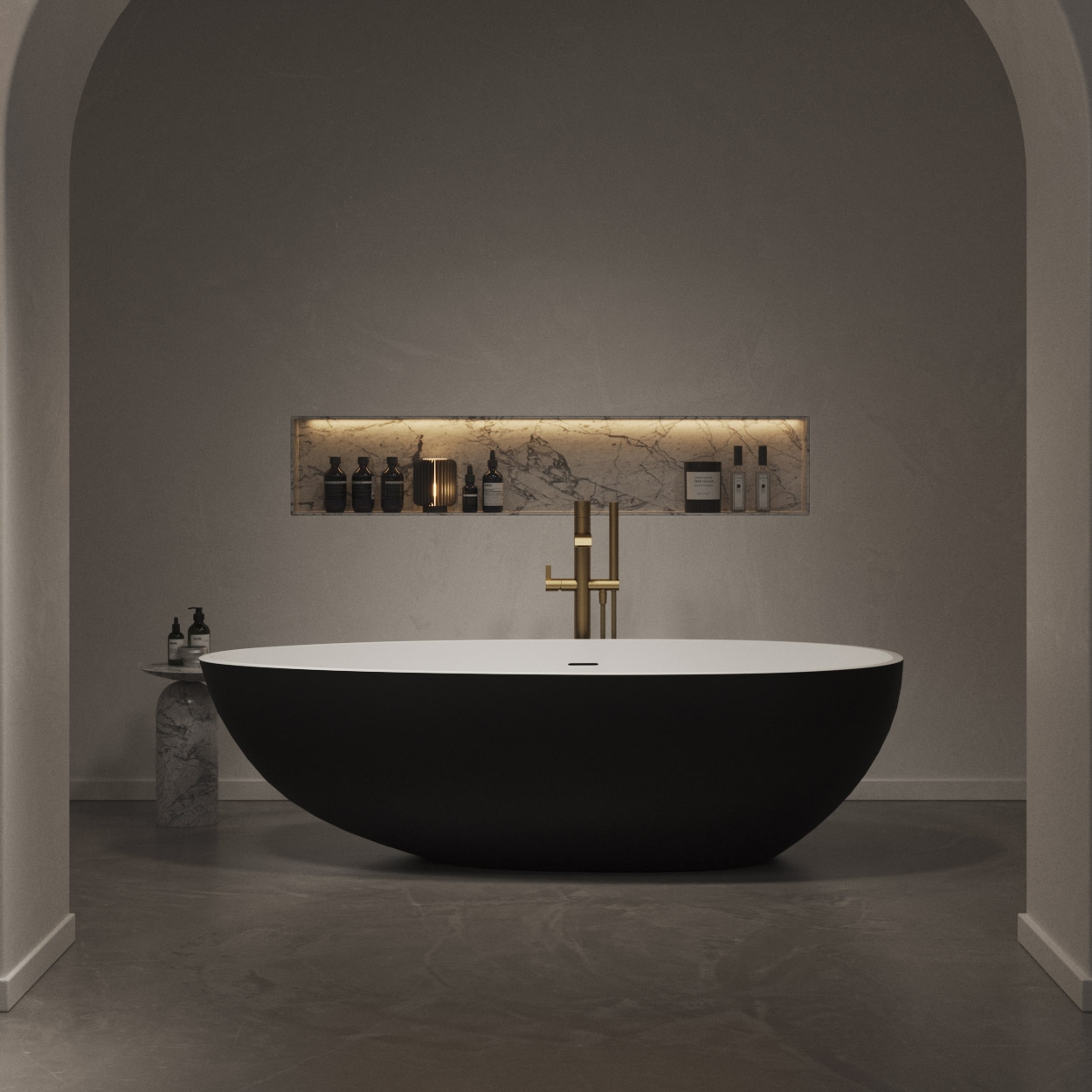 Produkt SOLID SURFACE | Freistehende Badewanne Toulouse Black & White 178cm des Herstellers Riluxa anzeigen