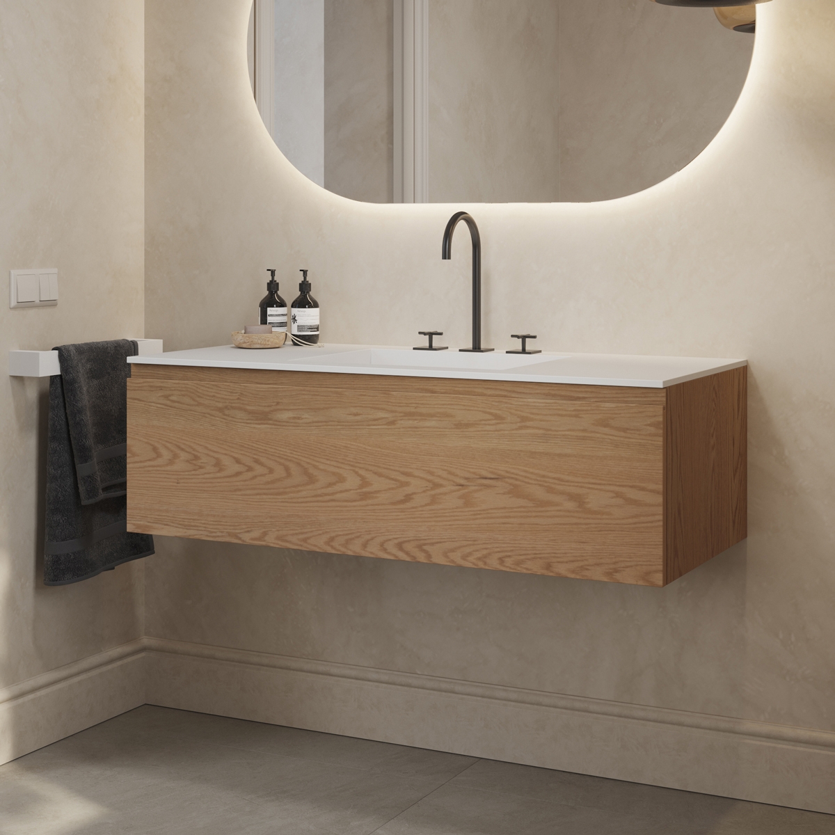 Produkt SOLID WOOD | Gaia Wood Wand- Unterschrank aus Eiche Massiv - 1 Schublade des Herstellers Riluxa anzeigen