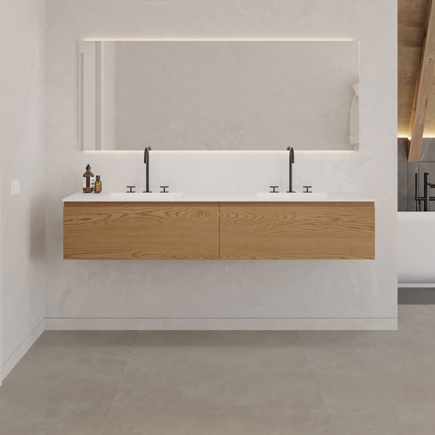 Produkt SOLID WOOD | Gaia Wood Wand- Unterschrank mit Corian® Waschtisch - 2 Schubladen ausgerichtet des Herstellers Riluxa anzeigen
