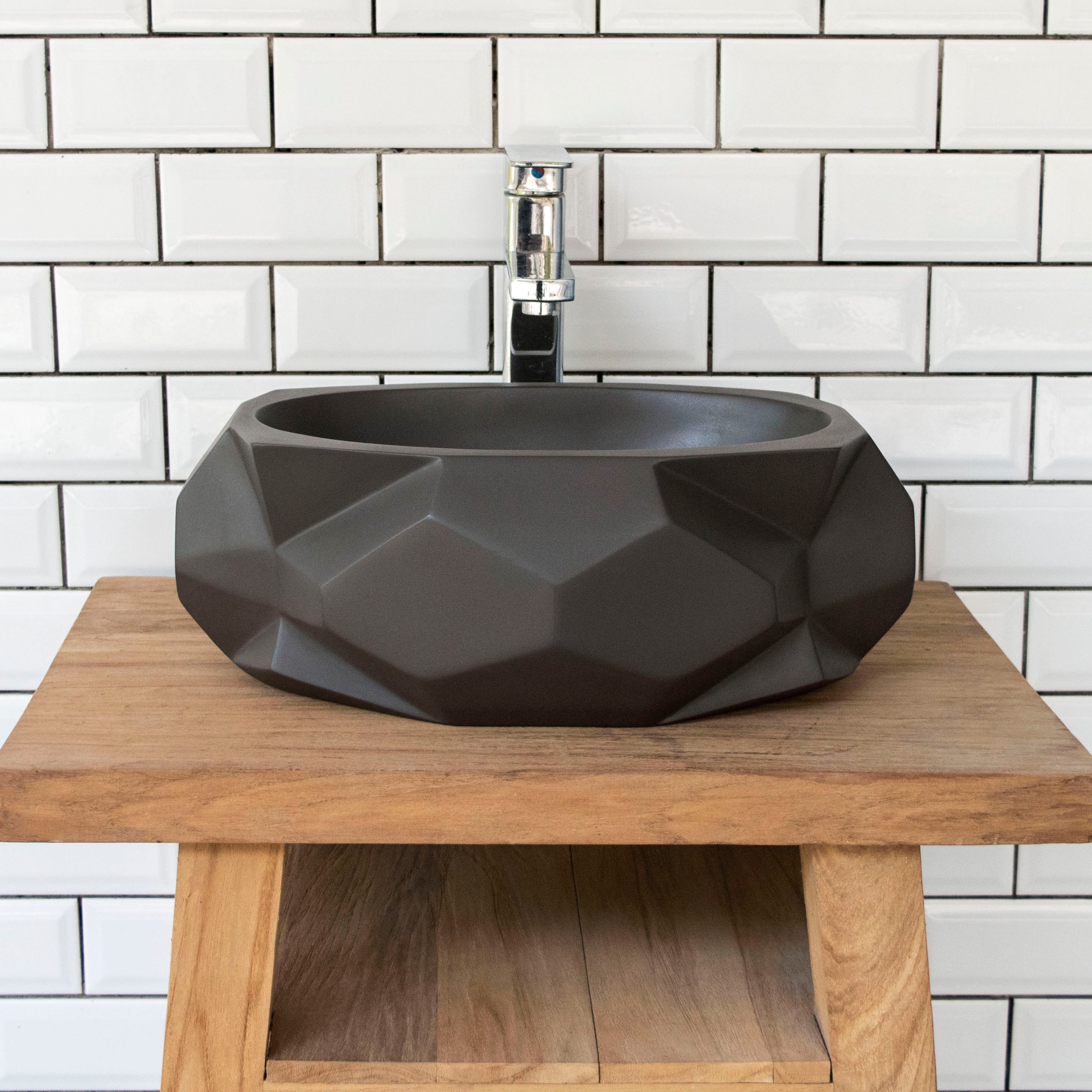 Diamond Medio Dark Grey Concrete Basin - Sink - Vessel - Washbasin