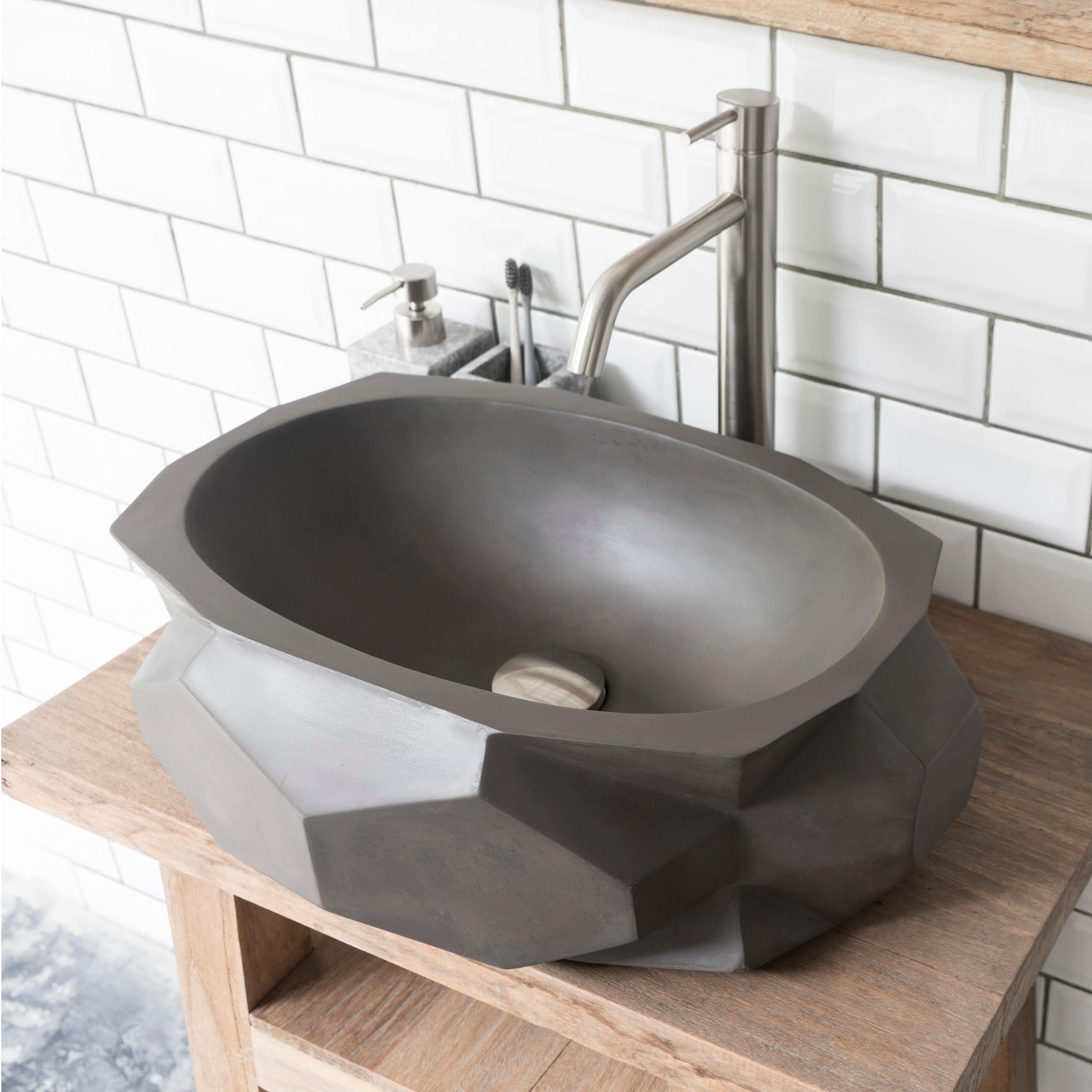 Diamond Medio Dusk Grey Concrete Basin - Sink - Vessel - Washbasin