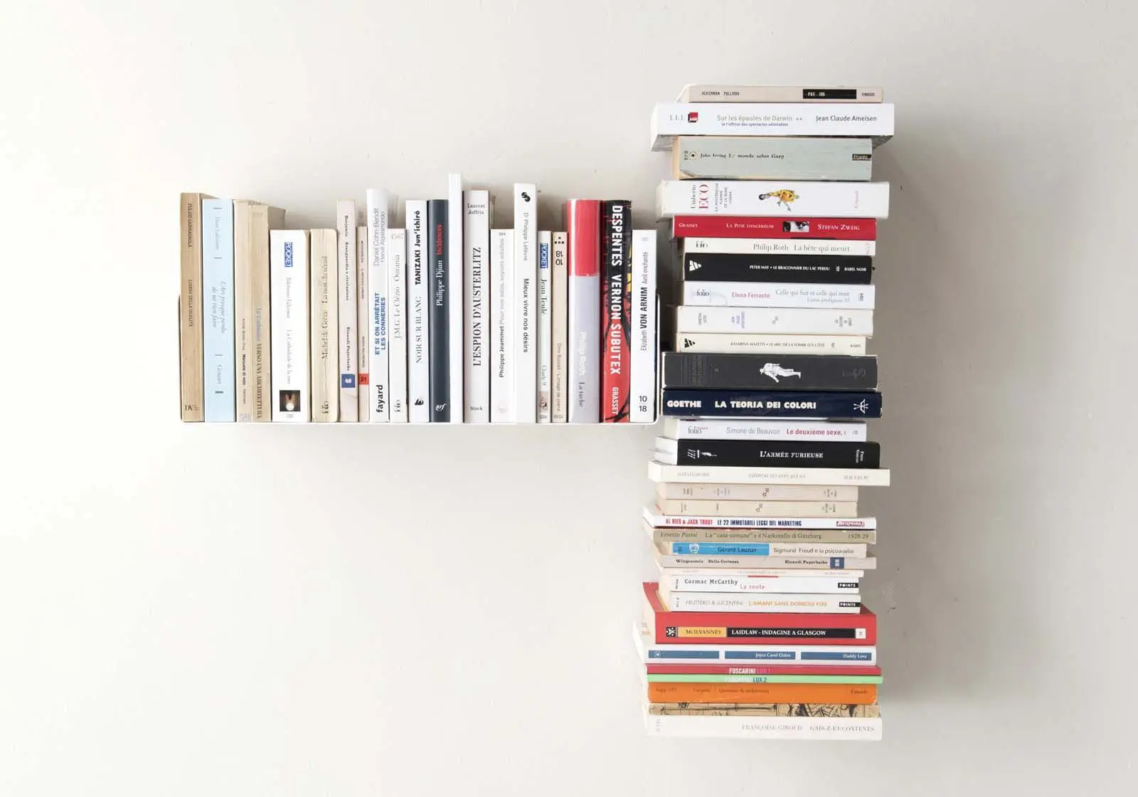 Teebooks - T-left asymmetrical wall bookshelf