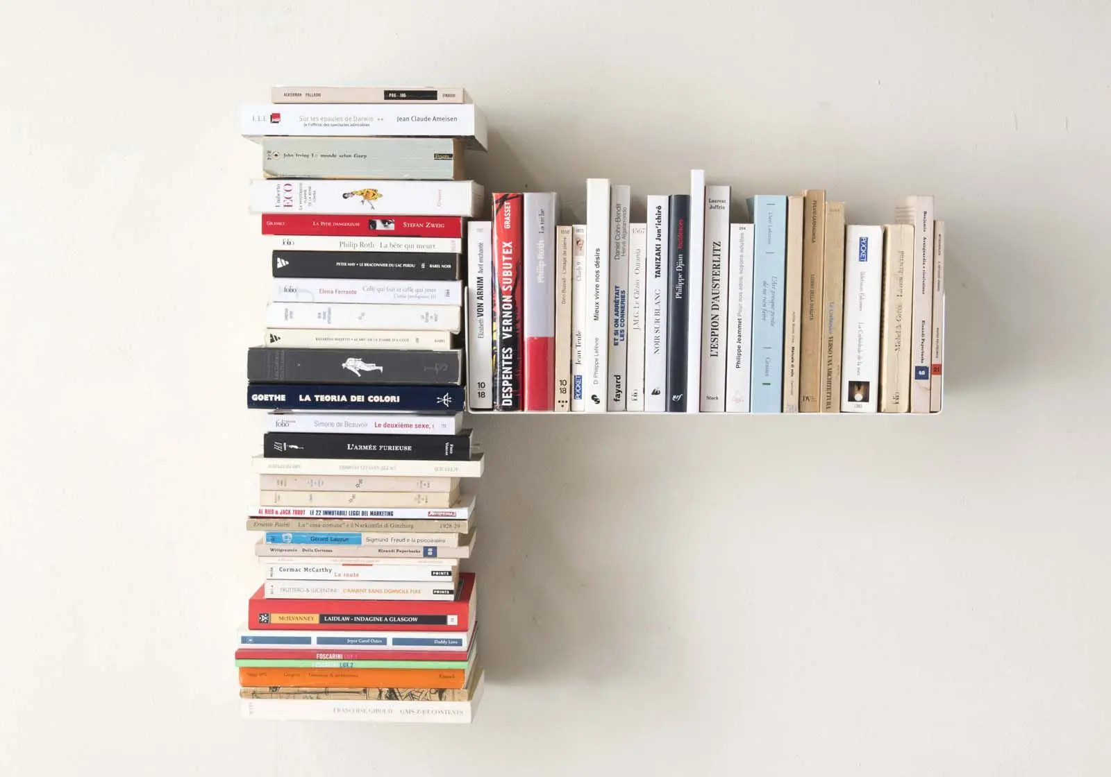 Teebooks - T-right asymmetrical wall bookshelf