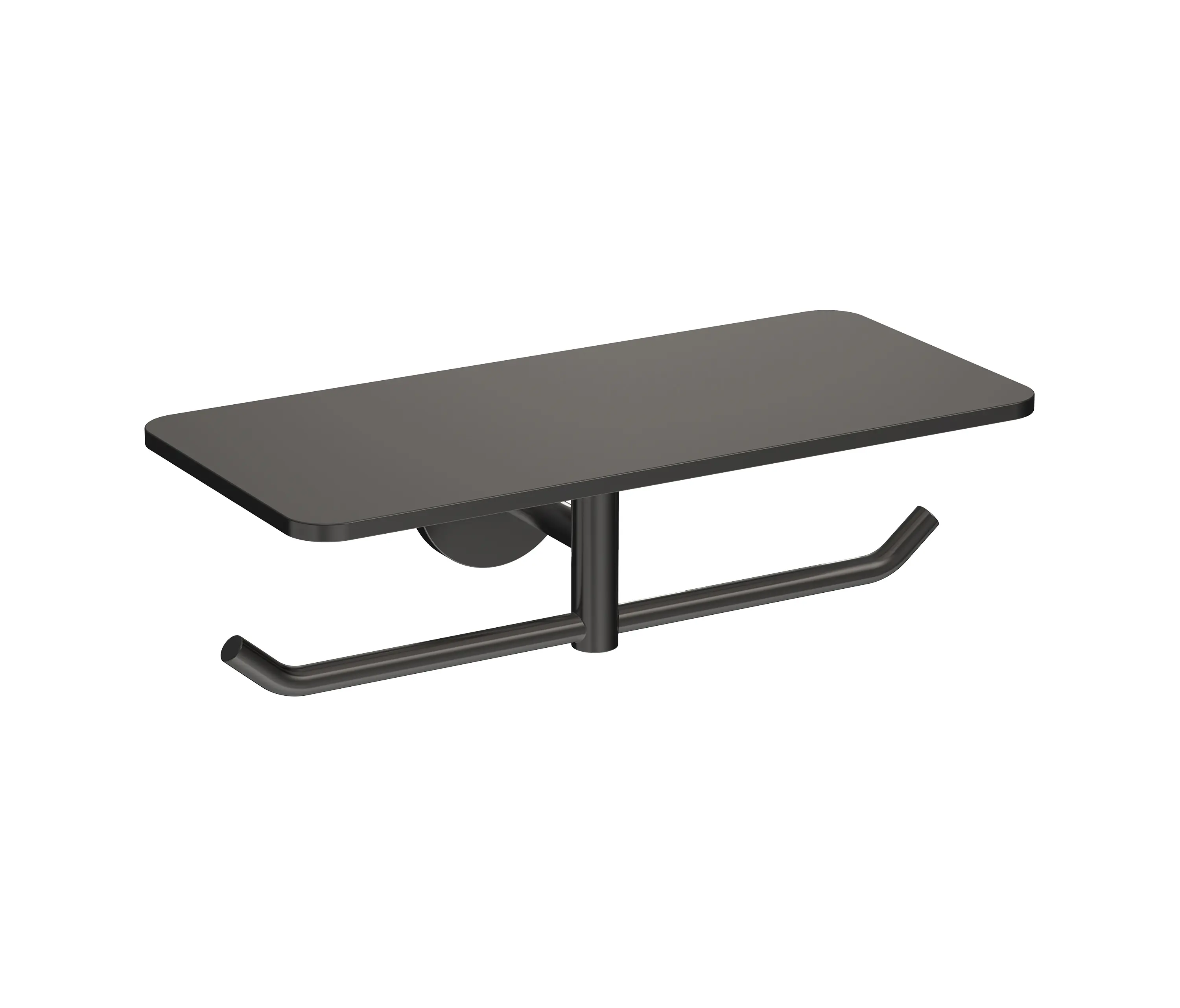 The Splash Lab - Radius | PVD Black Double Toilet Roll Holder with Shelf