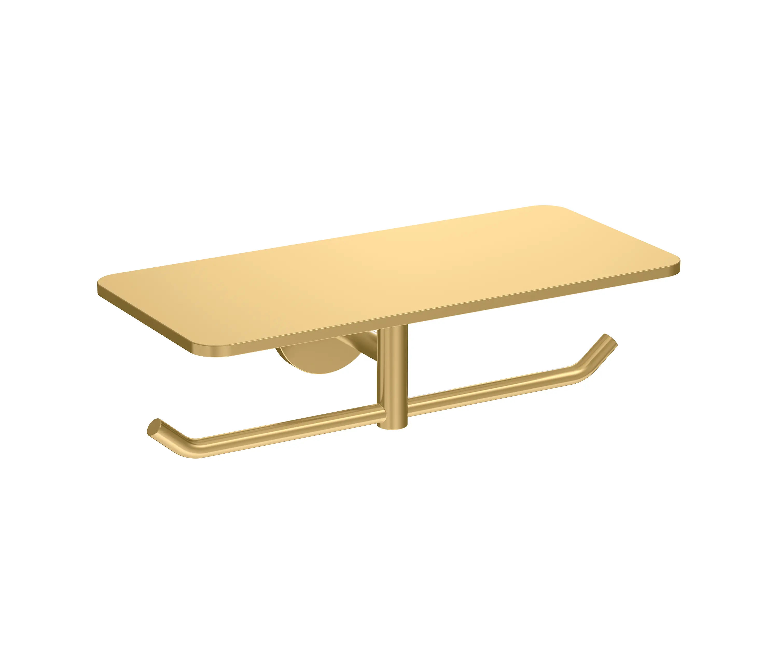 The Splash Lab - Radius | PVD Brass Double Toilet Roll Holder with Shelf
