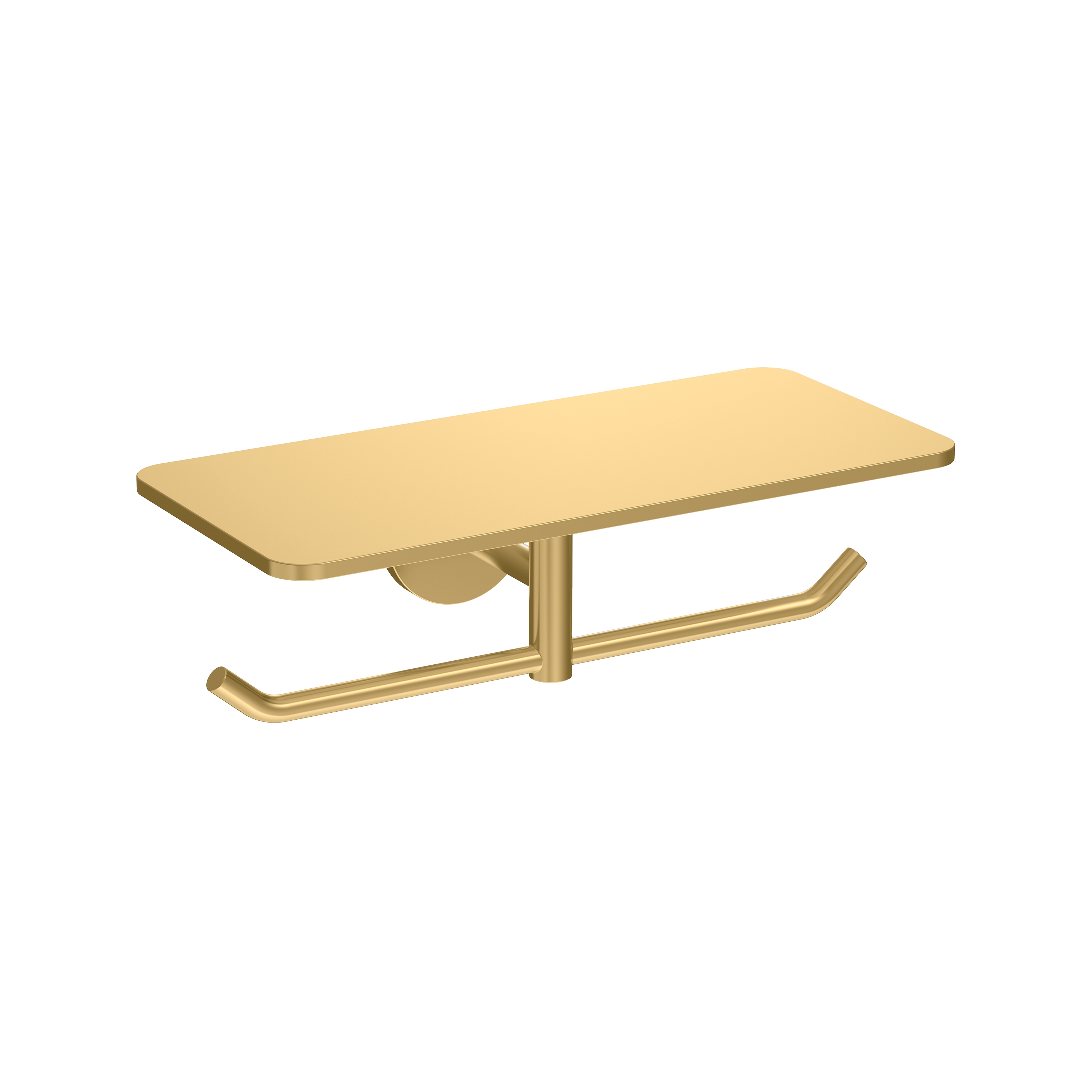 Radius | PVD Brass Double Toilet Roll Holder with Shelf