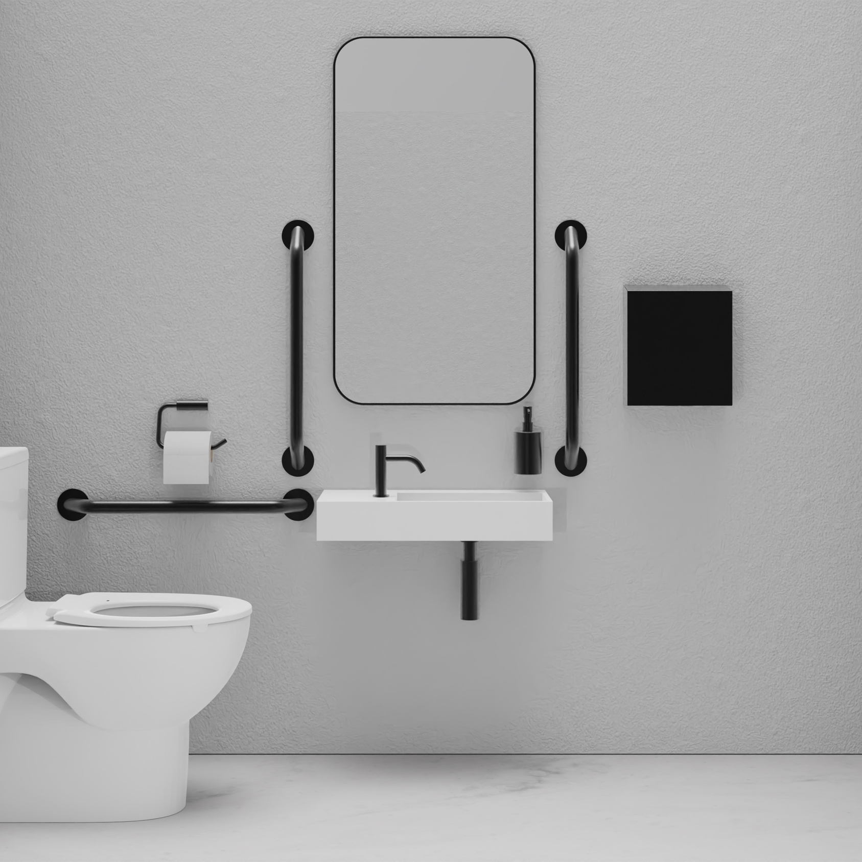 Display product DDA PVD Black Doc M Pack / Close Coupled WC / Hand Dryer from manufacturer The Splash Lab