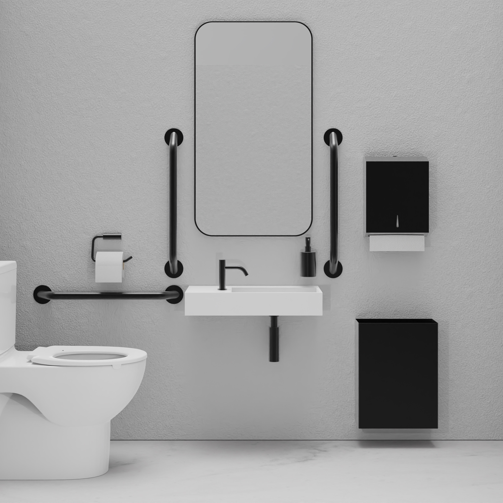 DDA PVD Black Doc M Pack / Close Coupled WC / Paper Towel