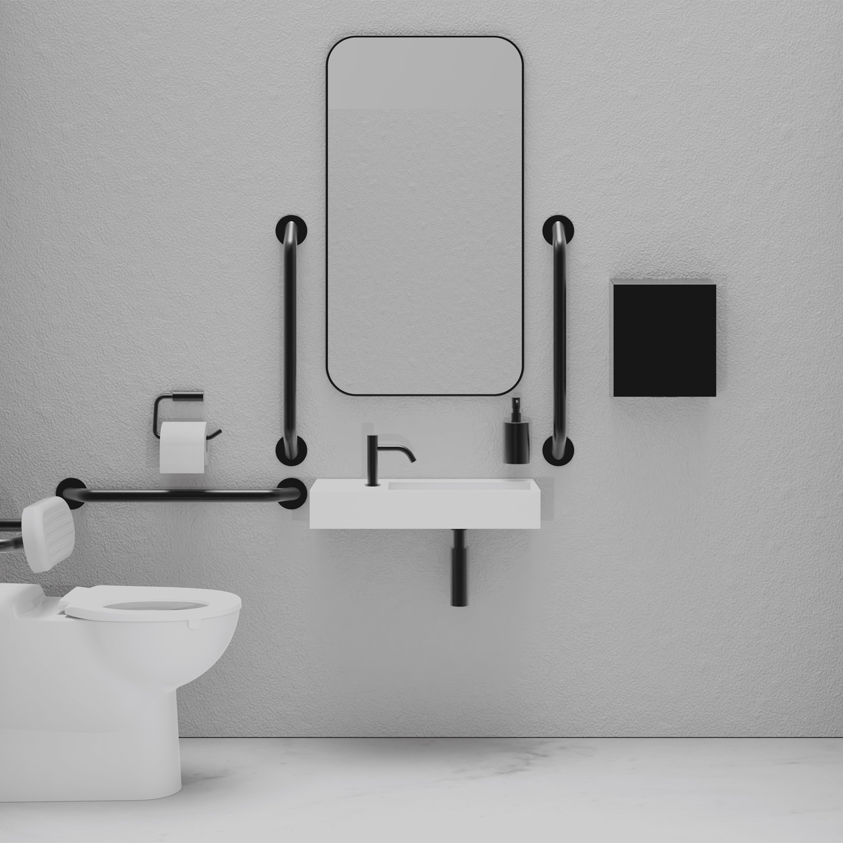 DDA PVD Black Doc M Pack / Floor Standing WC / Hand Dryer
