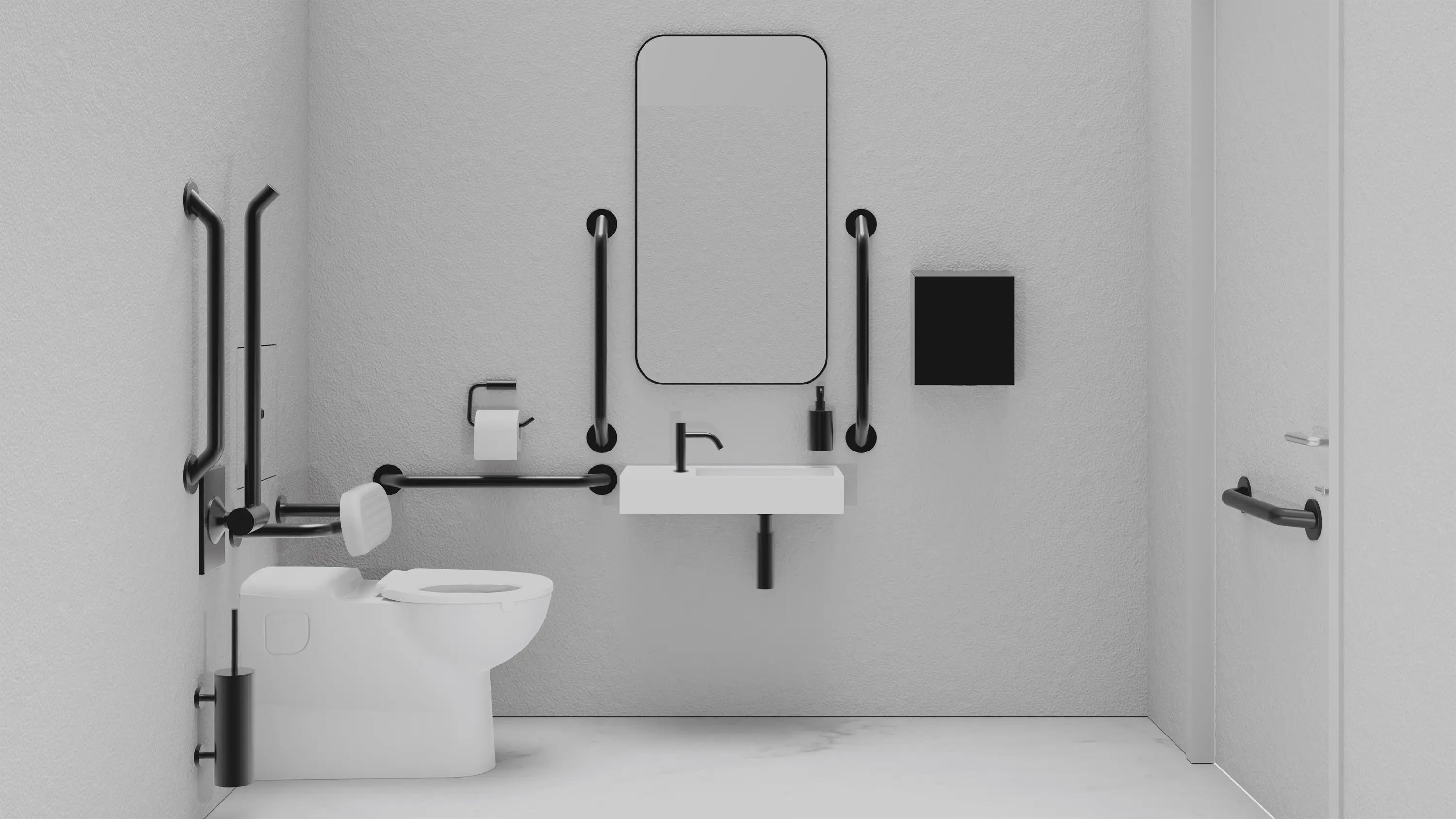 The Splash Lab - DDA PVD Black Doc M Pack / Floor Standing WC / Hand Dryer