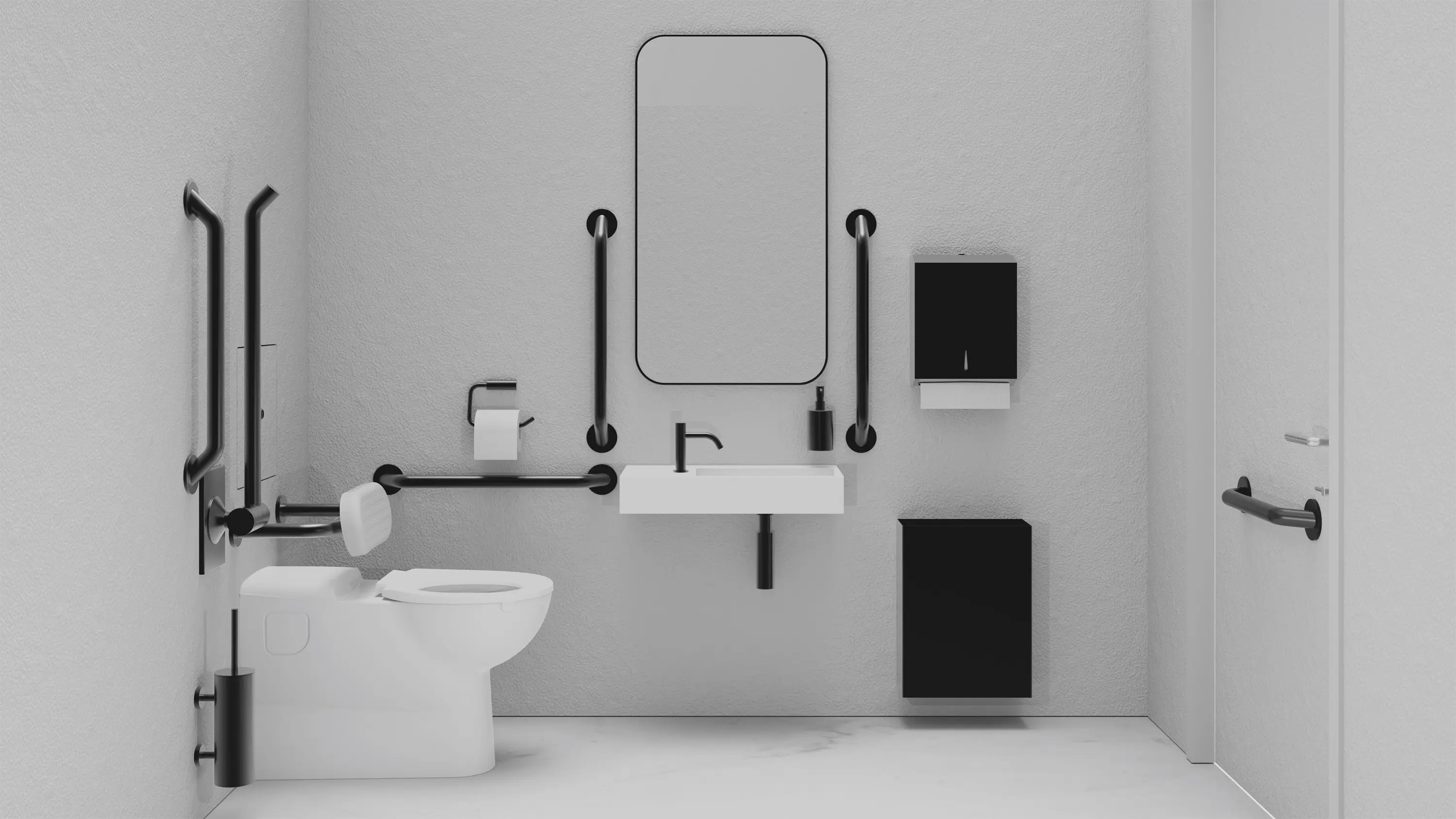 The Splash Lab - DDA PVD Black Doc M Pack / Floor Standing WC / Paper Towel