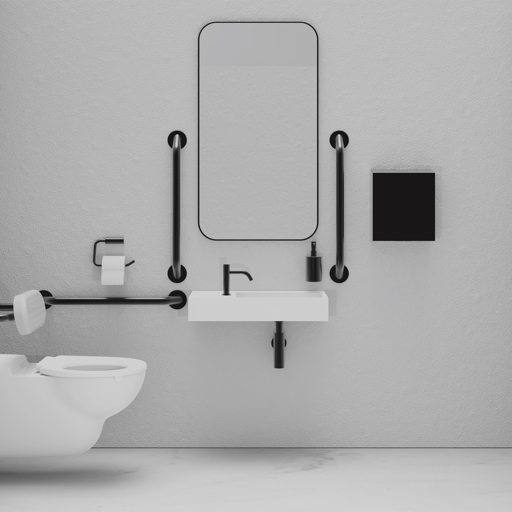 DDA PVD Black Doc M Pack / Wall Hug WC / Hand Dryer