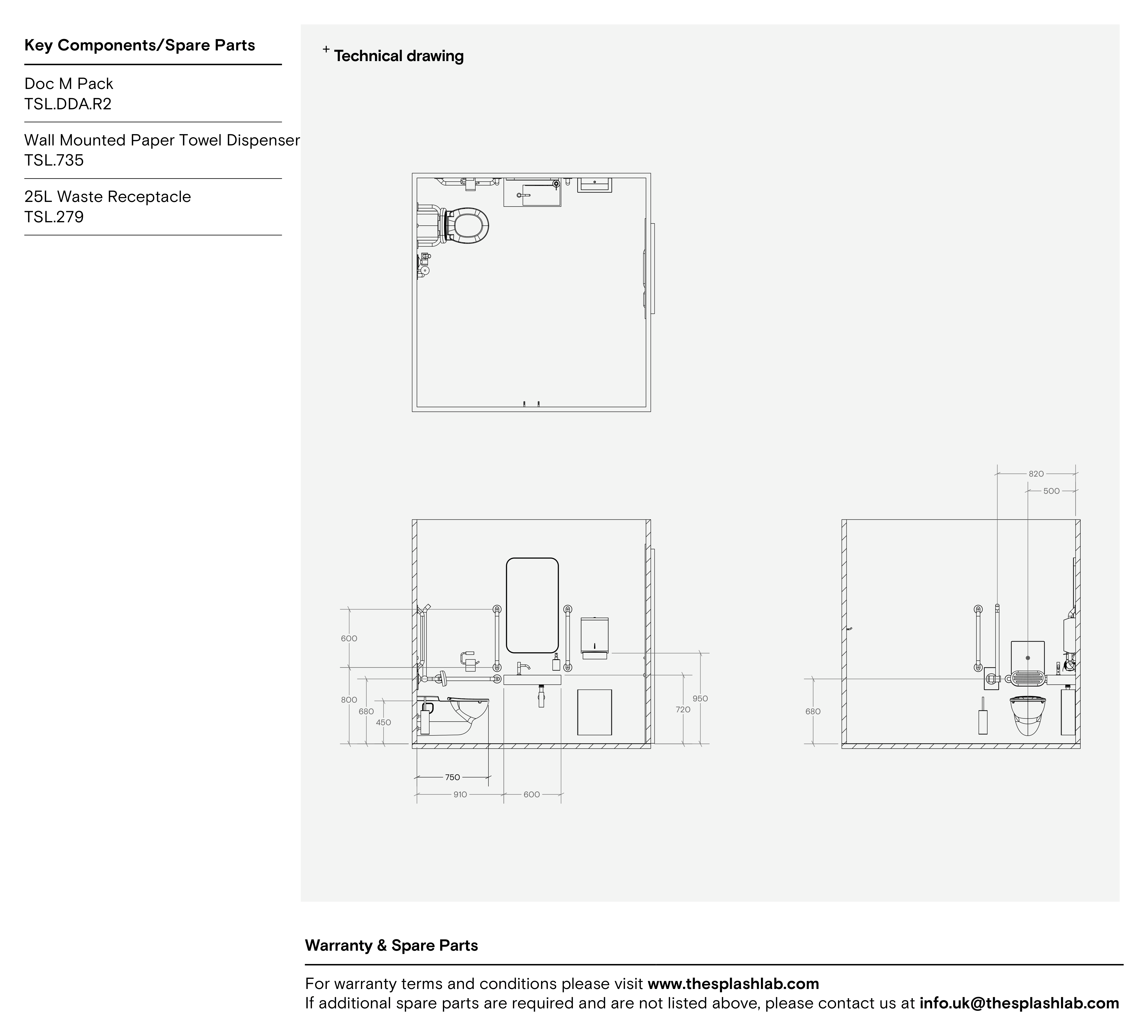 DDA PVD BLACK DOC M PACK / WALL HUNG WC / PAPER TOWEL - Shower controls ...