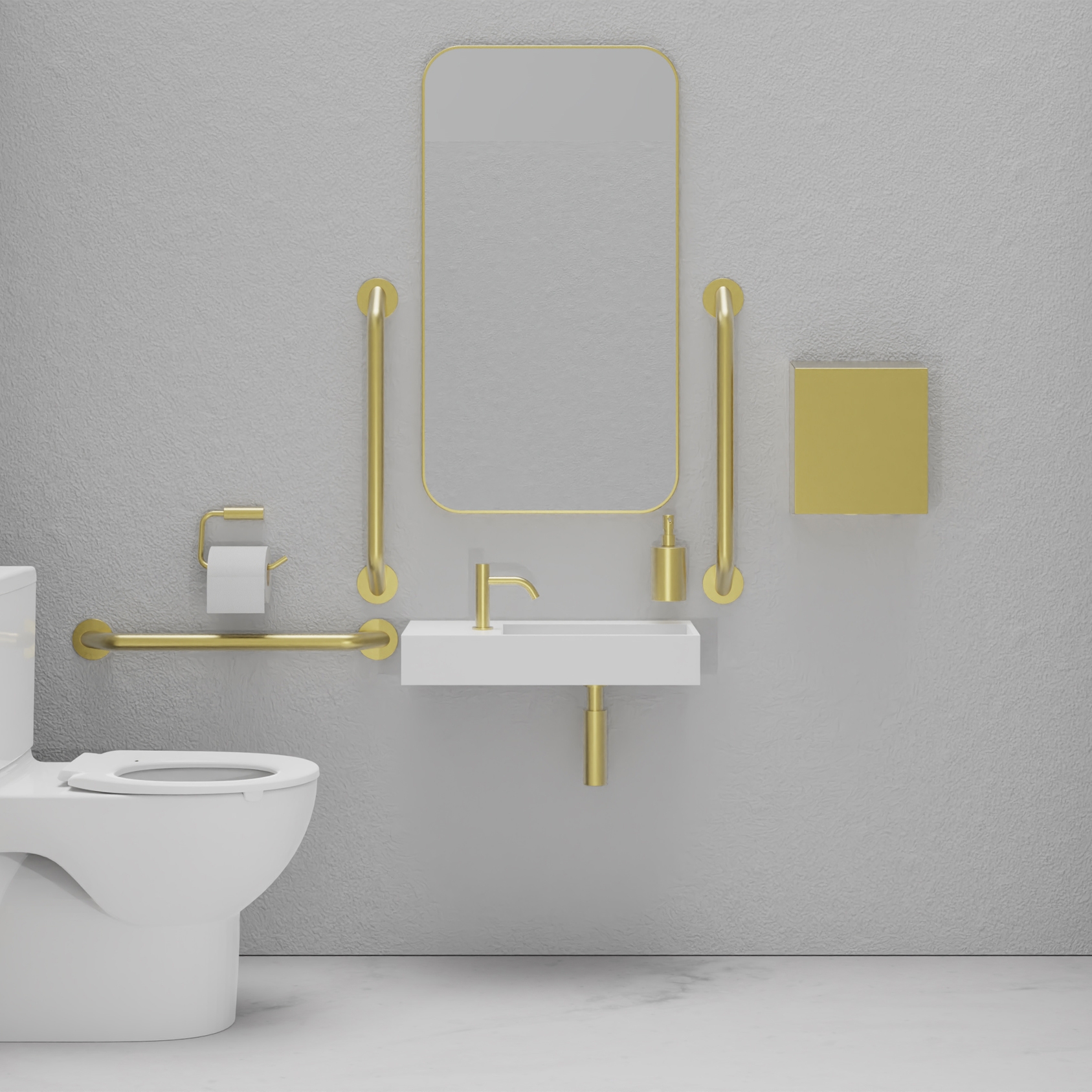 DDA PVD Brass Doc M Pack / Close Coupled WC / Hand Dryer