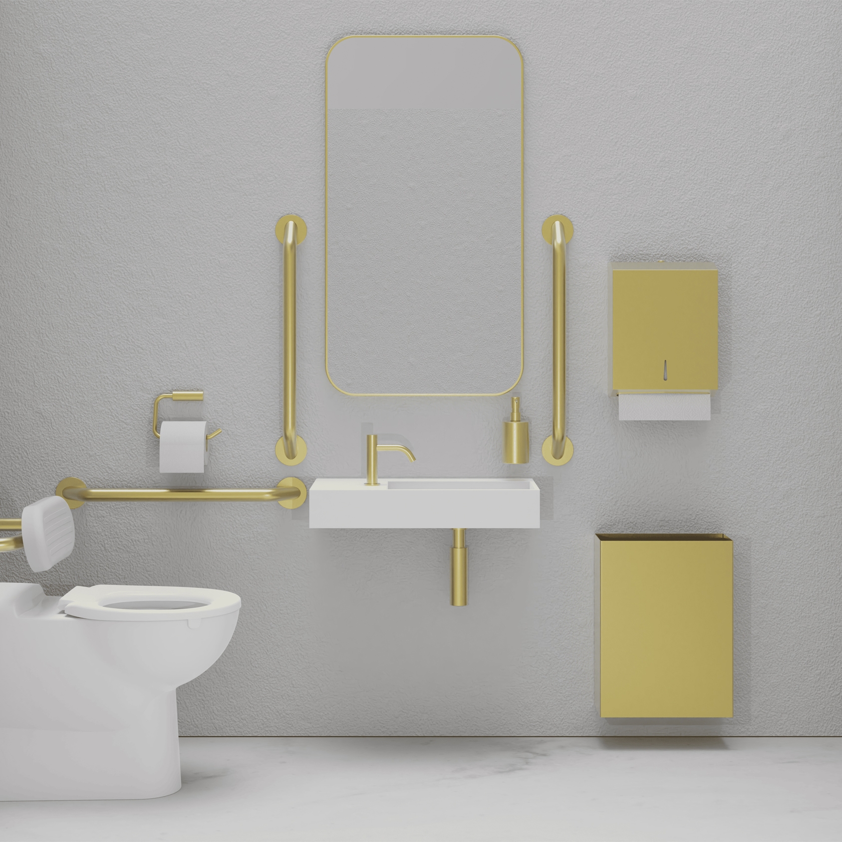 DDA PVD Brass Doc M Pack / Floor Standing WC / Paper Towel