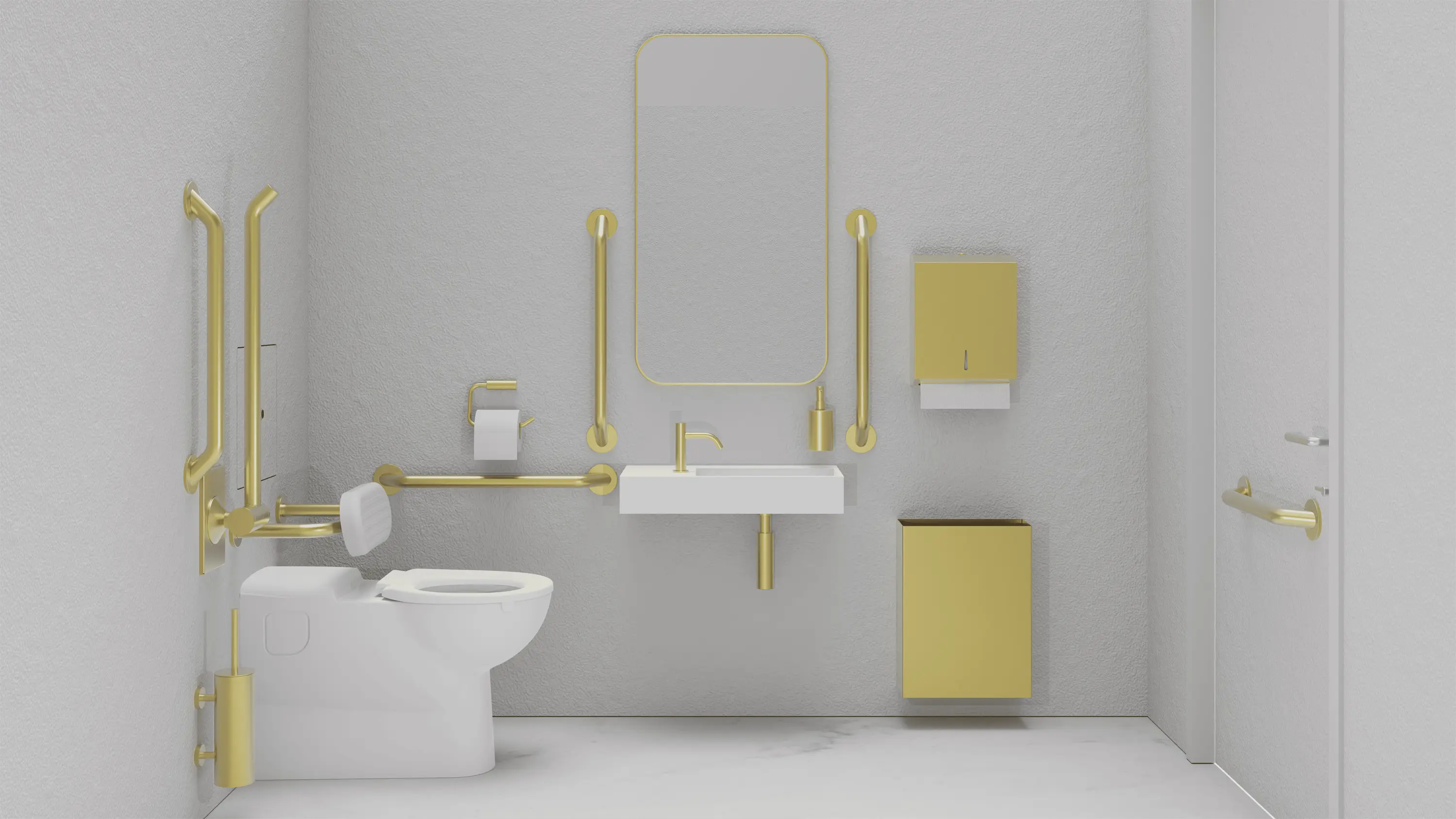 The Splash Lab - DDA PVD Brass Doc M Pack / Floor Standing WC / Paper Towel