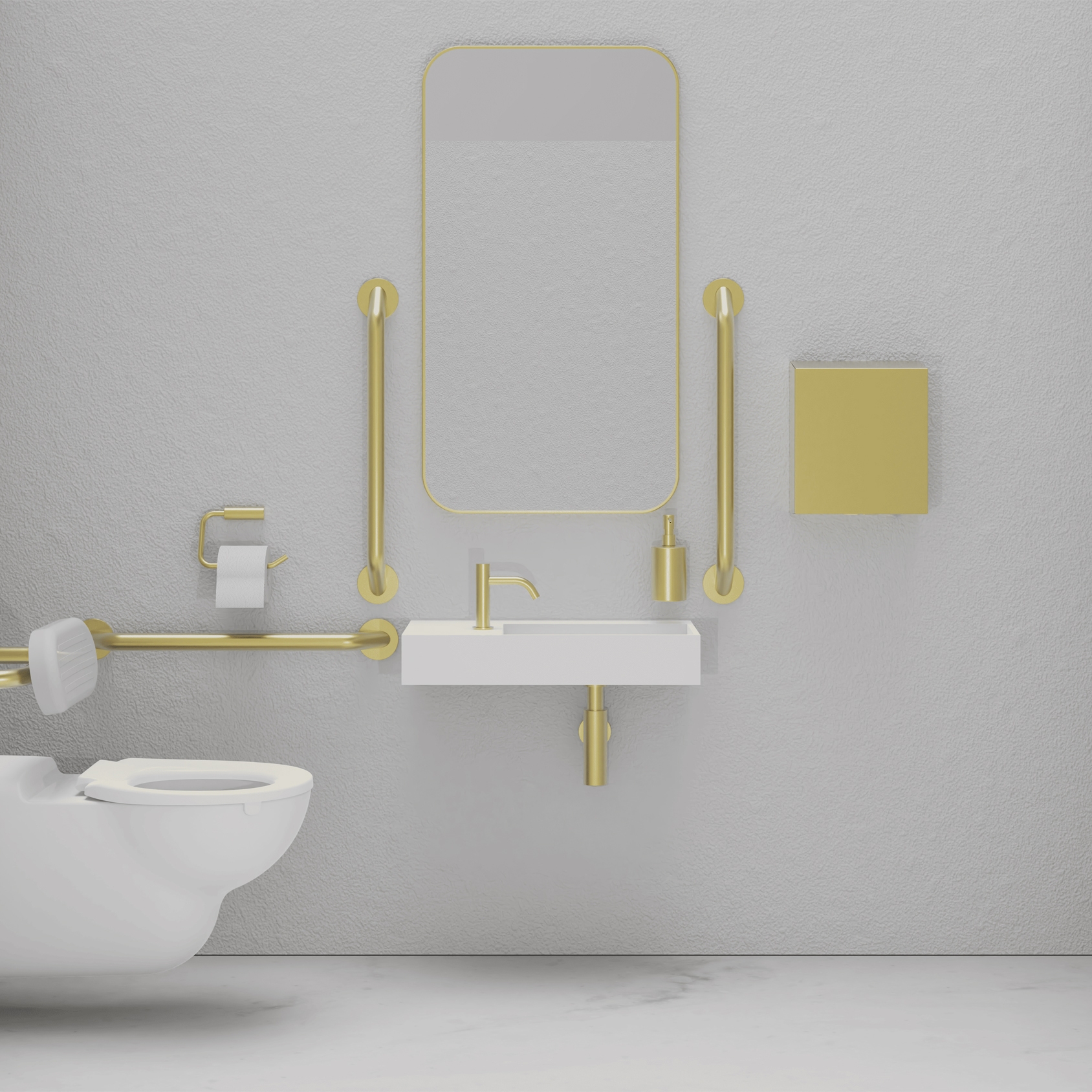 DDA PVD Brass Doc M Pack / Wall Hug WC / Hand Dryer