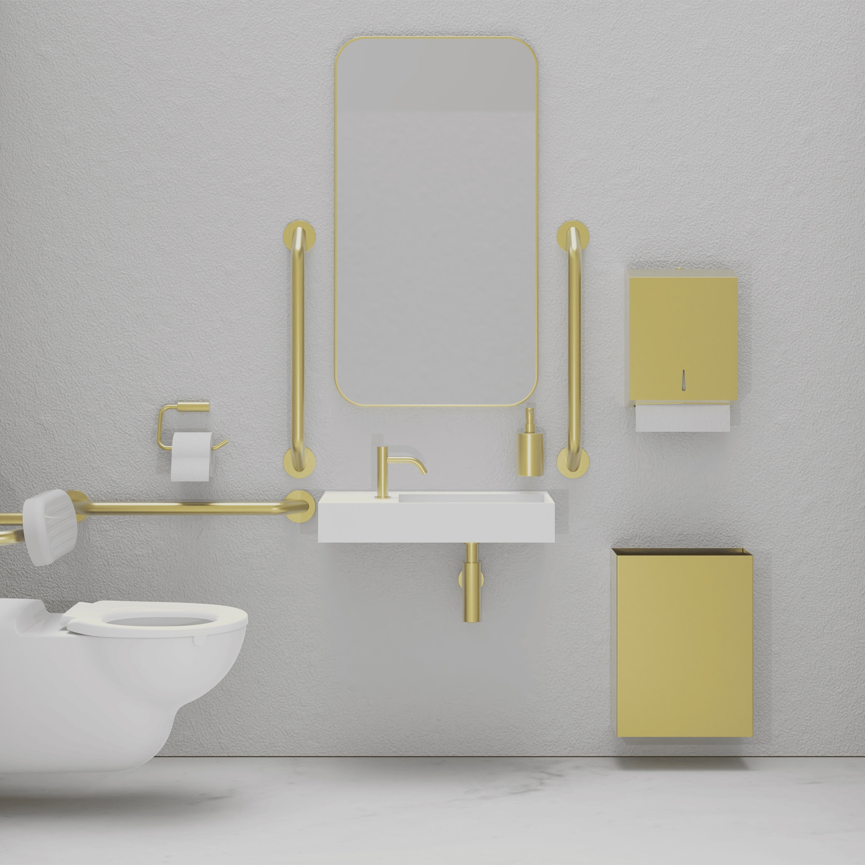 DDA PVD Brass Doc M Pack / Wall Hung WC / Paper Towel