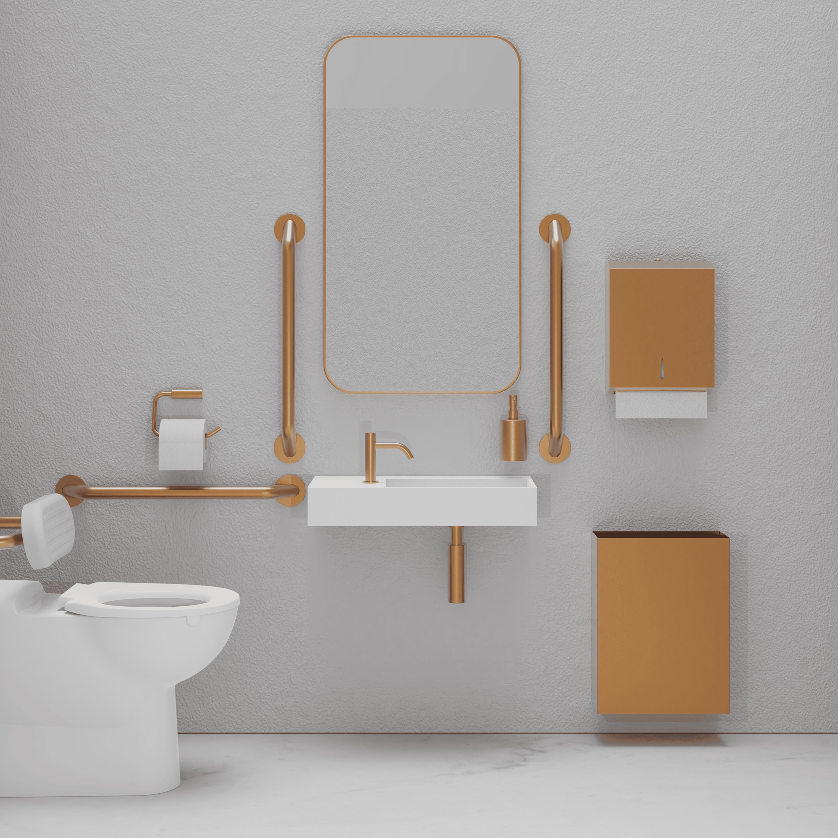 DDA PVD Copper Doc M Pack / Floor Standing WC / Paper Towel