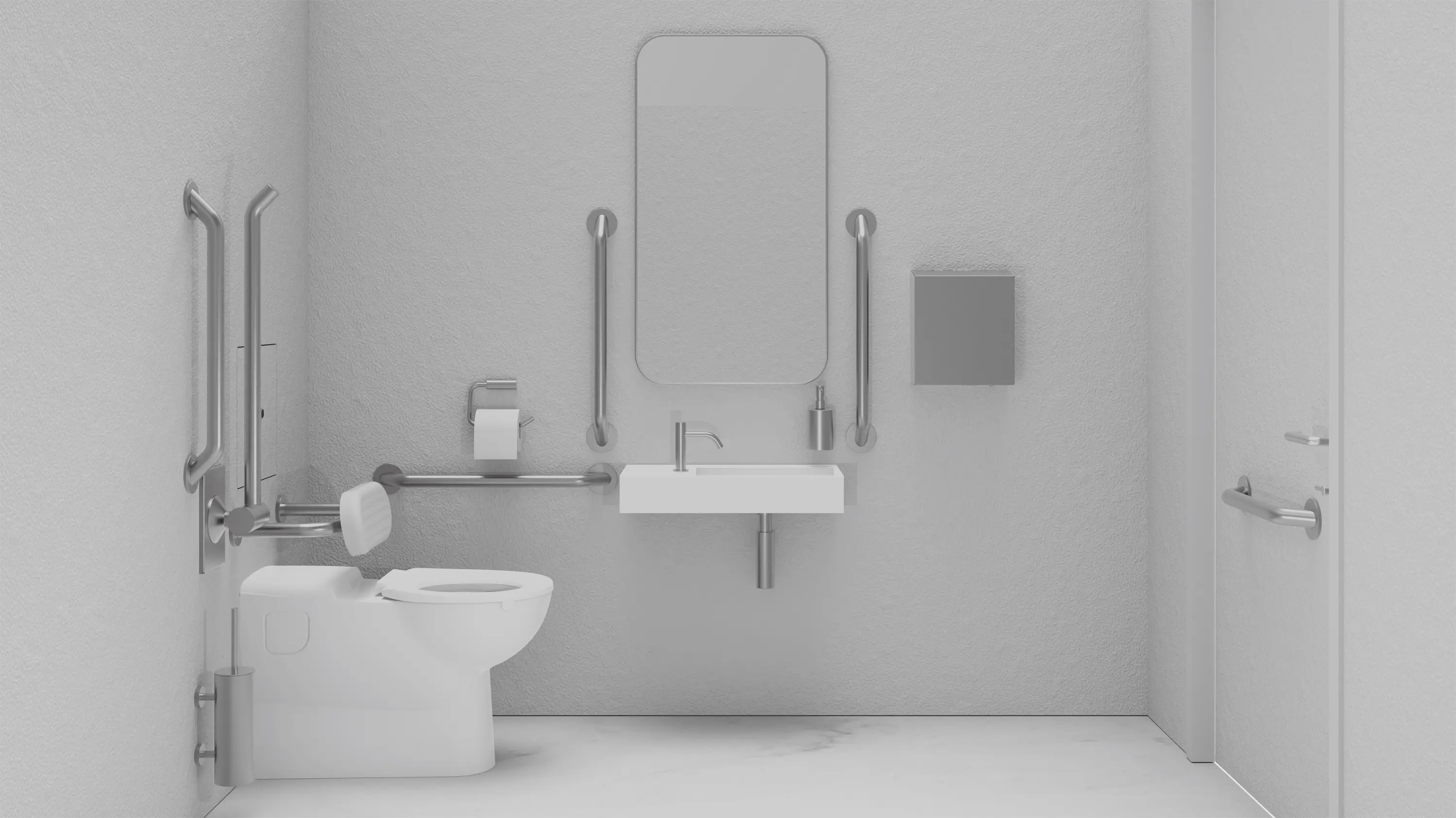 The Splash Lab - DDA Satin Doc M Pack / Floor Standing WC / Hand Dryer