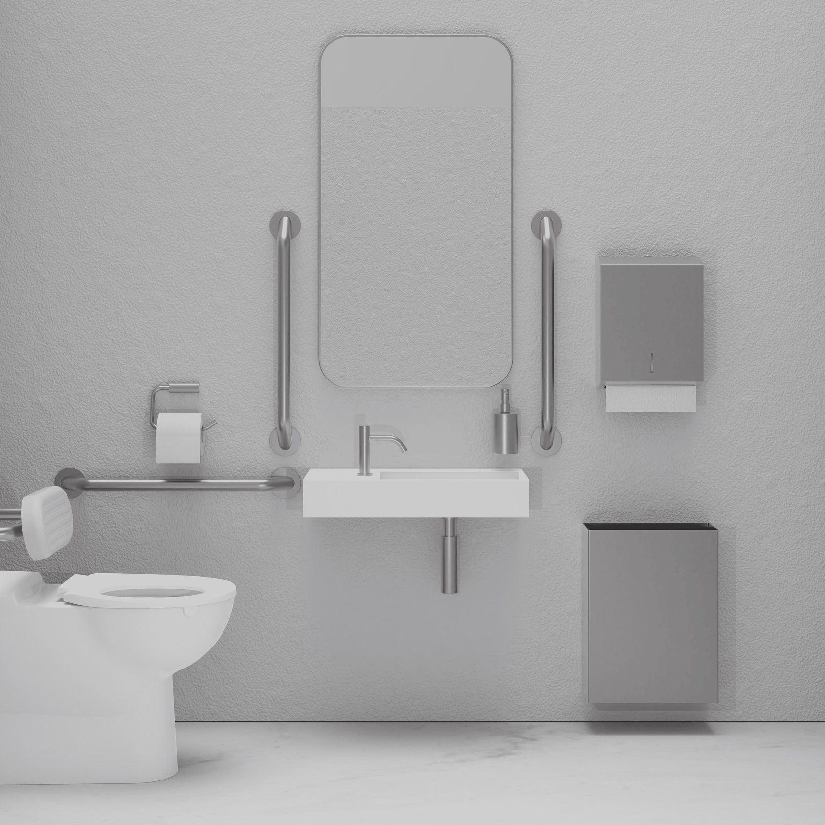 DDA Satin Doc M Pack / Floor Standing WC / Paper Towel