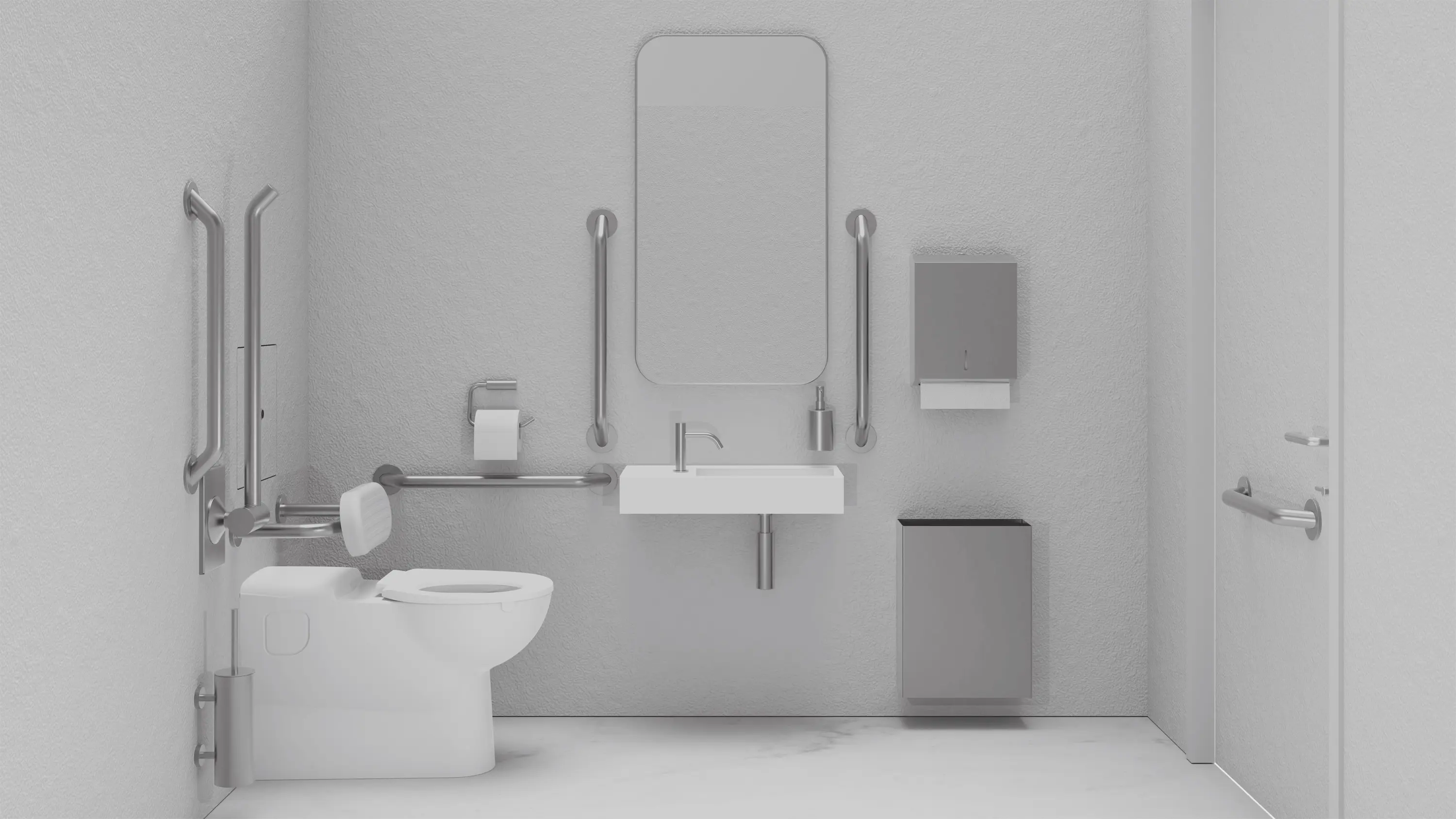 The Splash Lab - DDA Satin Doc M Pack / Floor Standing WC / Paper Towel