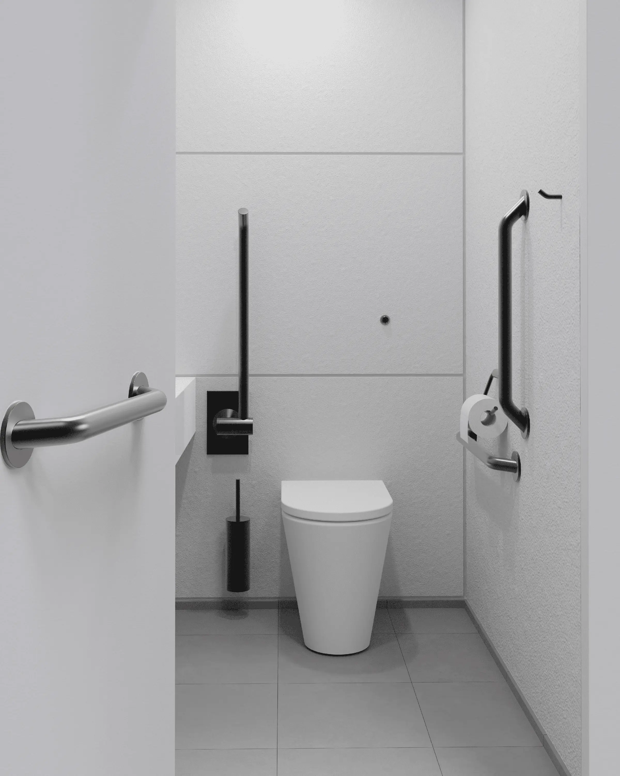 The Splash Lab - Doc M PVD Black Ambulant Pack / Floor Standing WC / Hinged Grab Bar