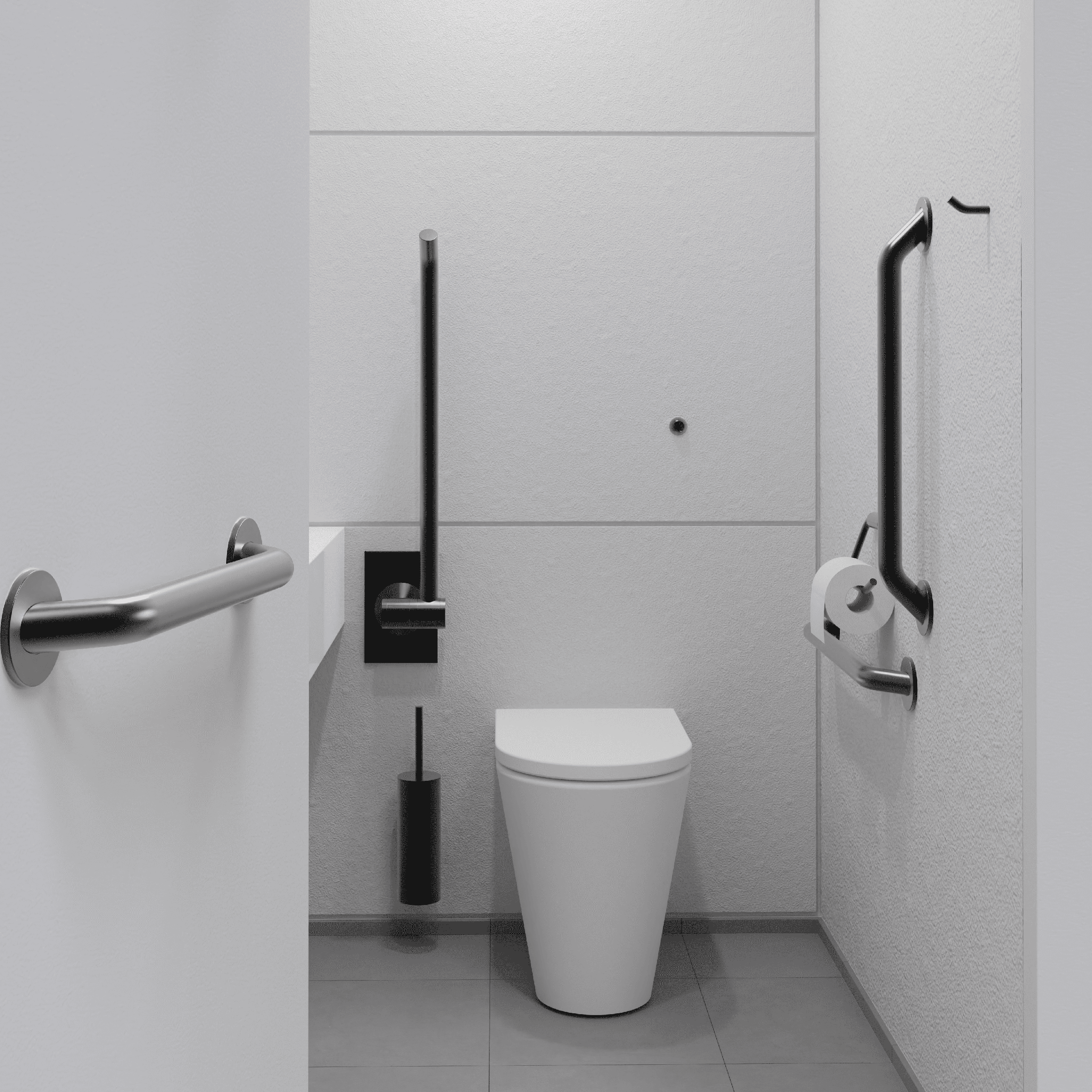 Doc M PVD Black Ambulant Pack / Floor Standing WC / Hinged Grab Bar