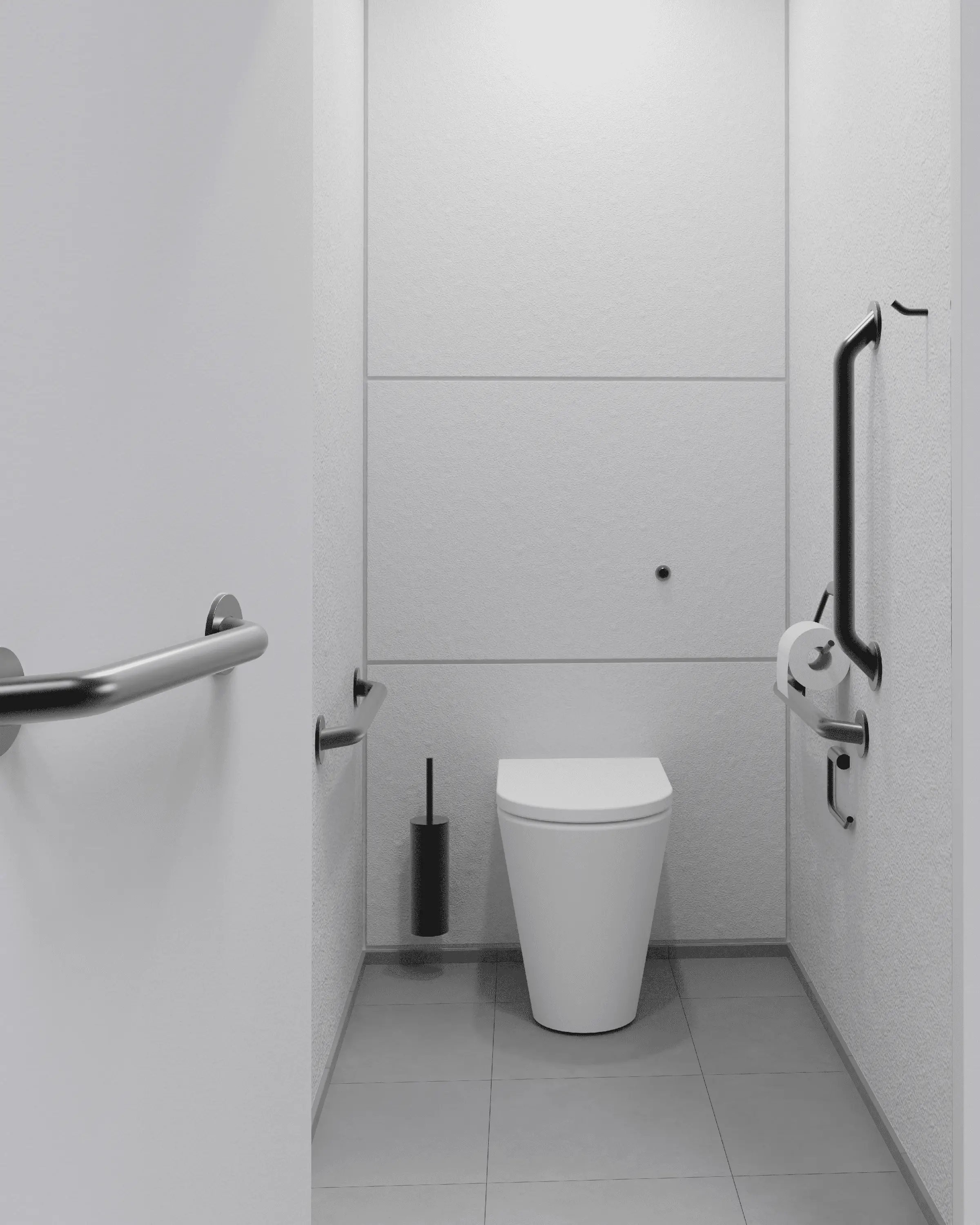 The Splash Lab - Doc M PVD Black Ambulant Pack / Floor Standing WC / Straight Grab Bar