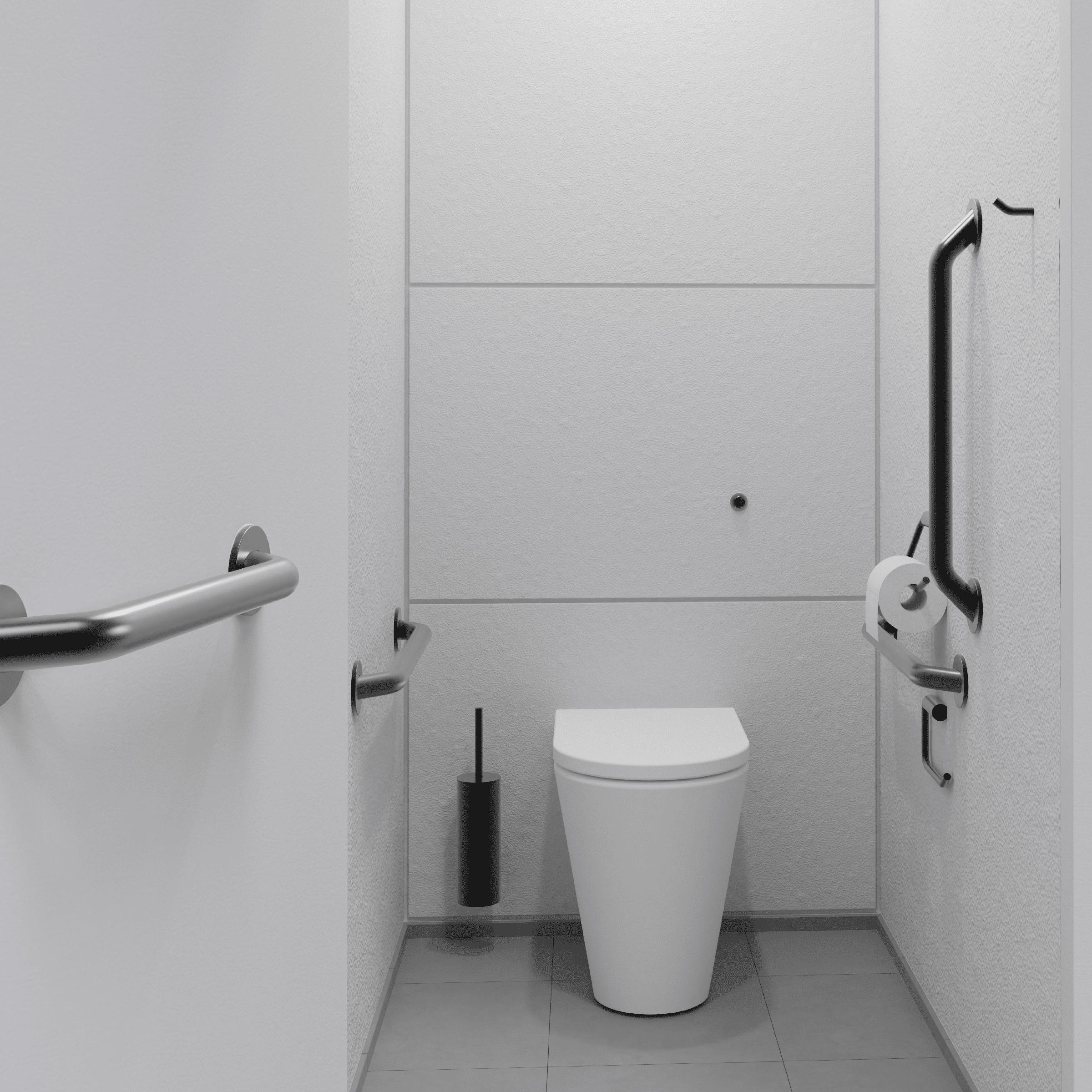 Doc M PVD Black Ambulant Pack / Floor Standing WC / Straight Grab Bar