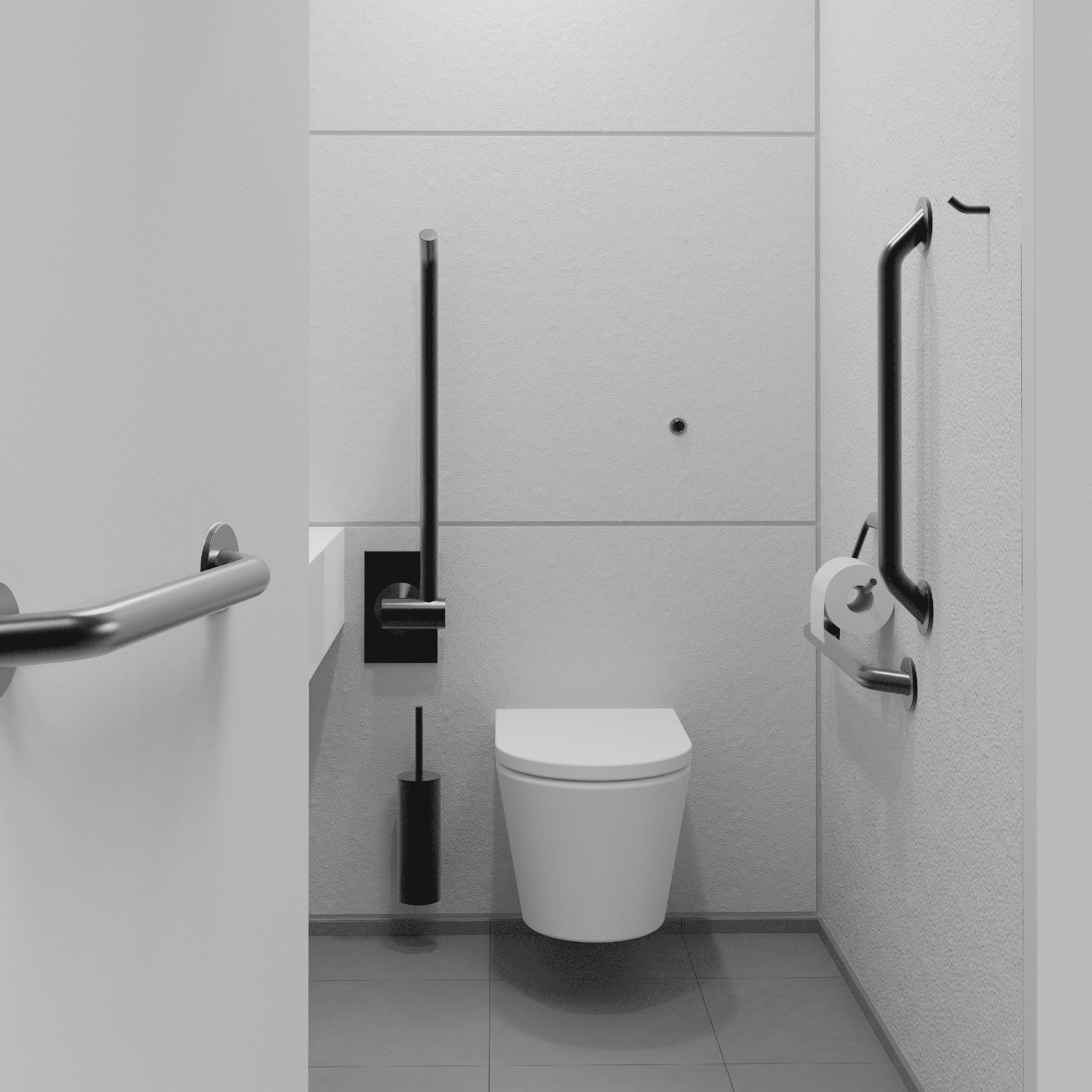 Doc M PVD Black Ambulant Pack / Wall Hung WC / Hinged Grab Bar