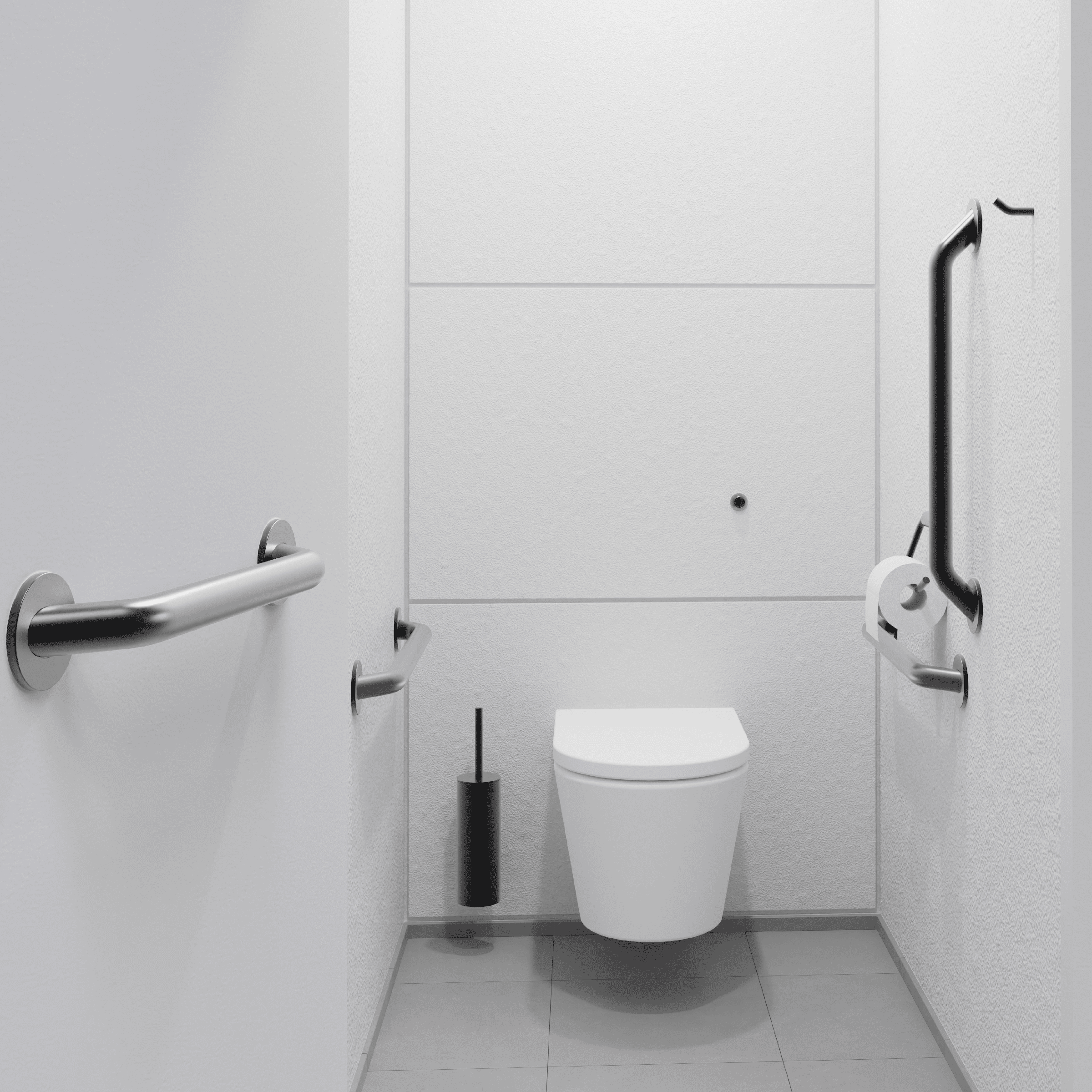 Doc M PVD Black Ambulant Pack / Wall Hung WC / Straight Grab Bar
