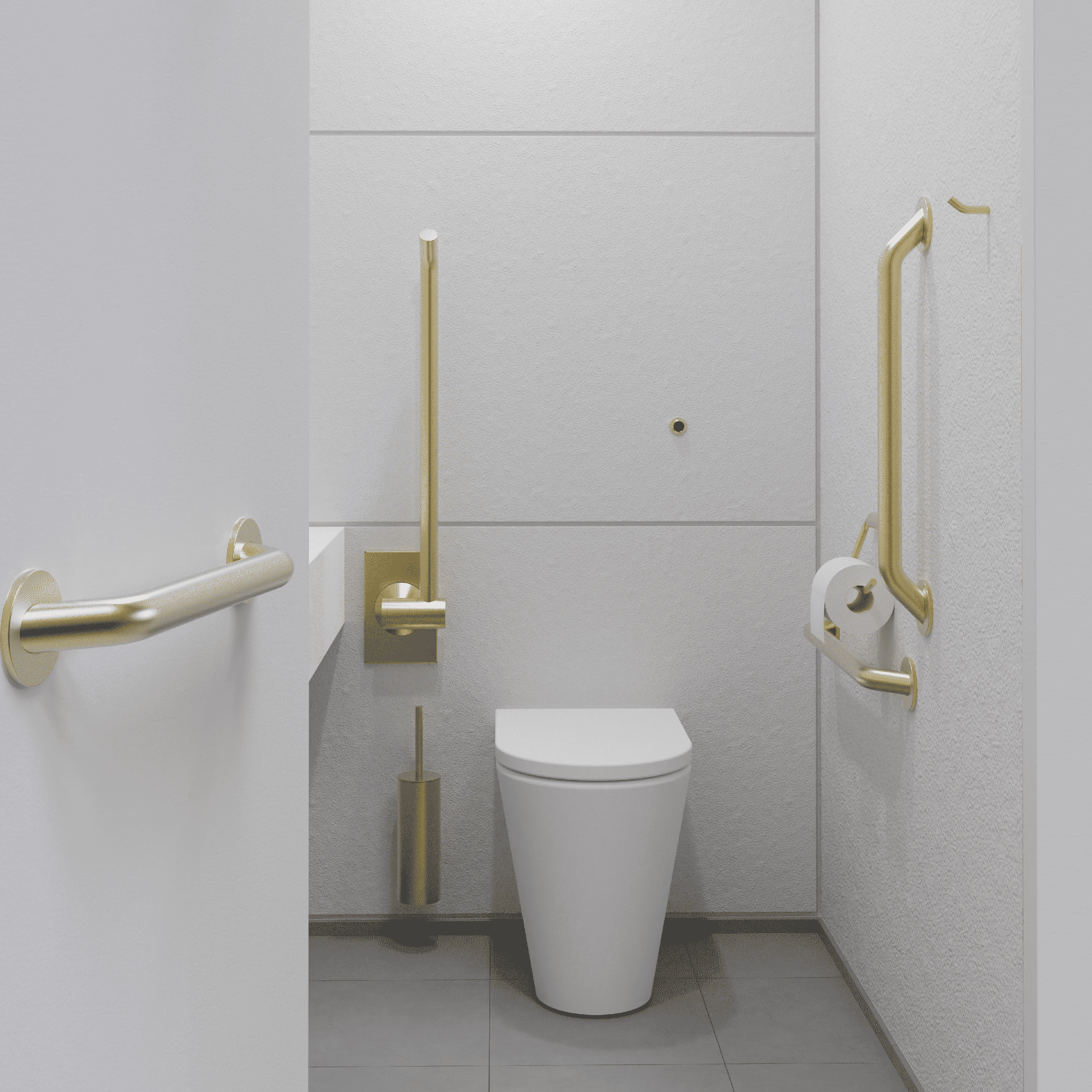 Doc M PVD Brass Ambulant Pack / Floor Standing WC / Hinged Grab Bar