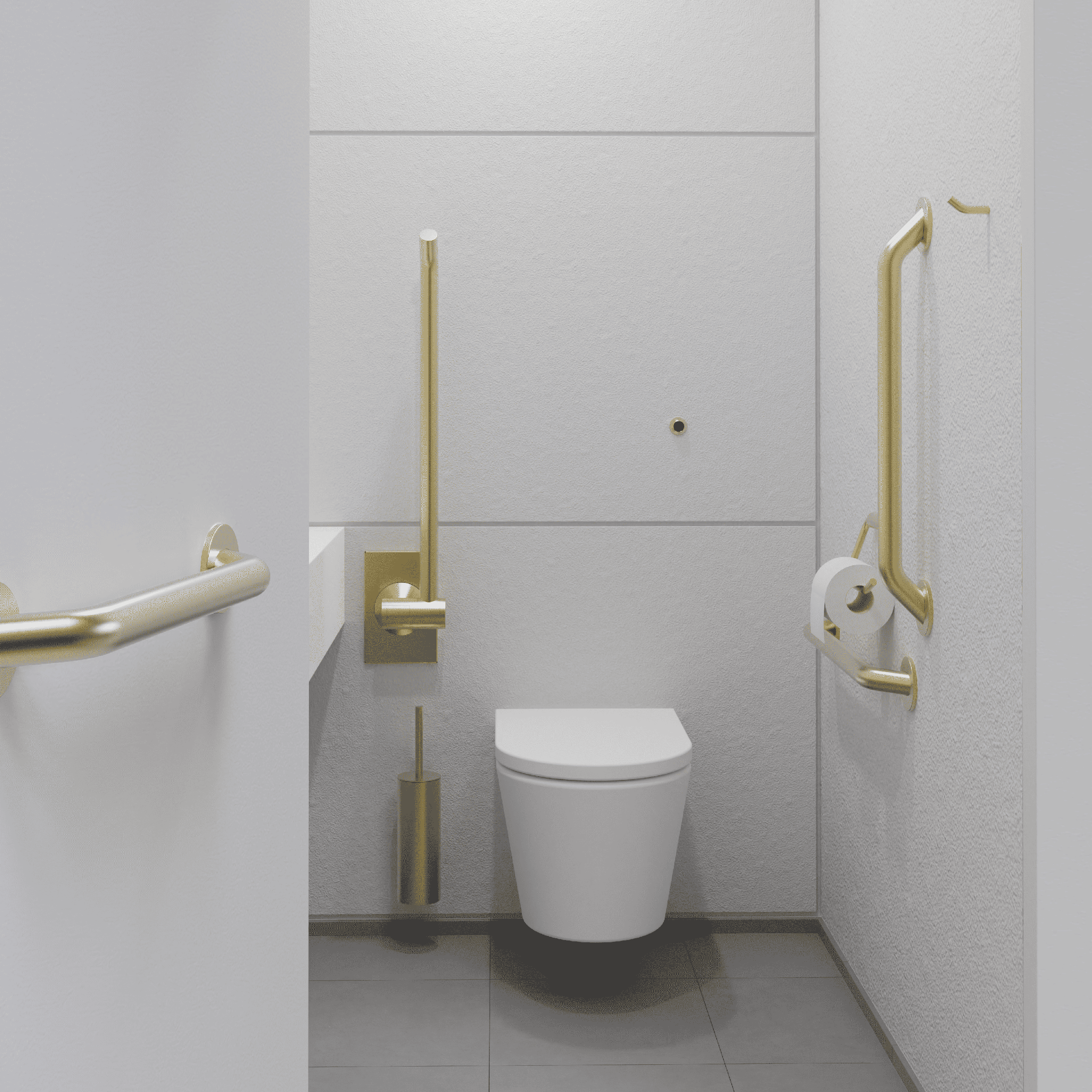Doc M PVD Brass Ambulant Pack / Wall Hung WC / Hinged Grab Bar