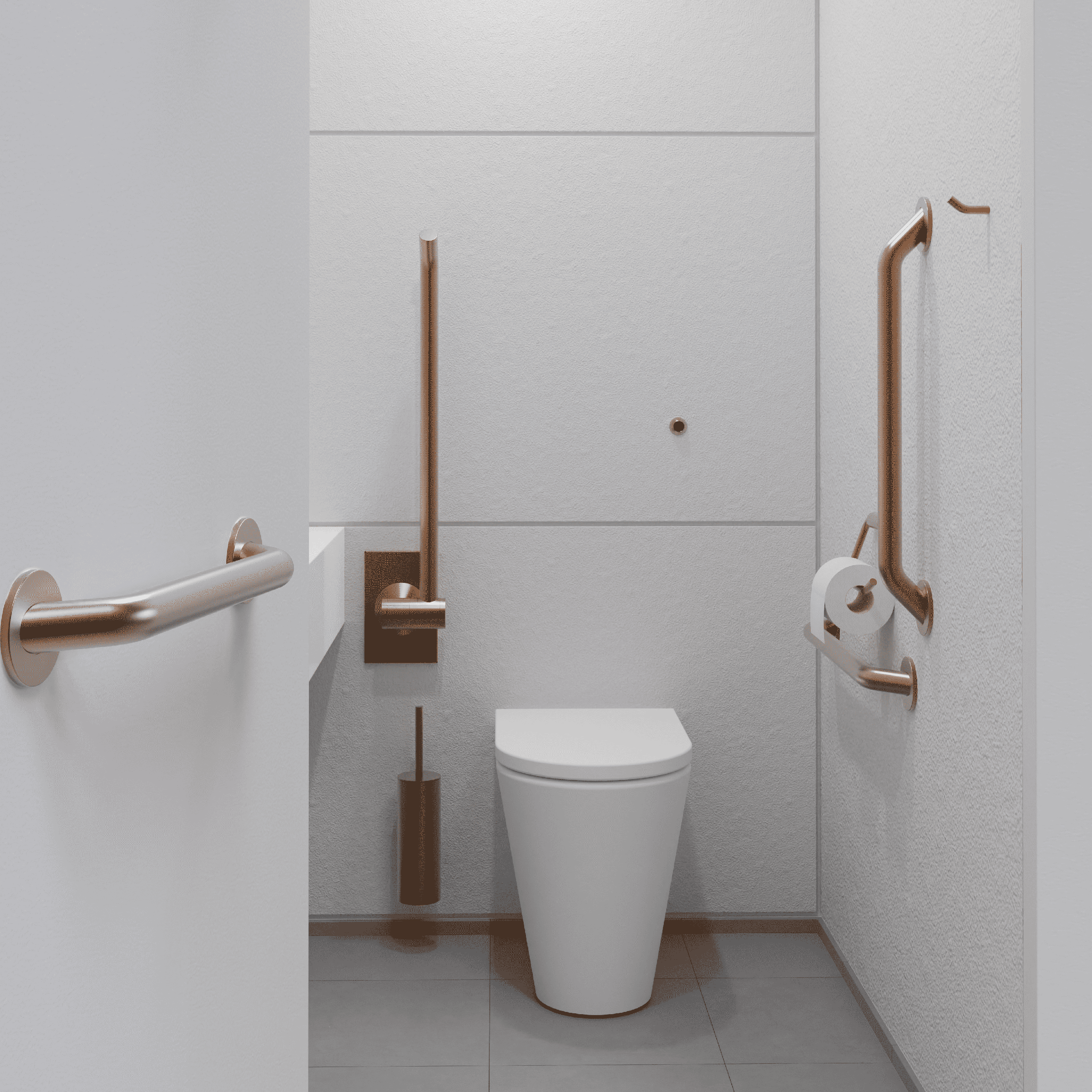 Doc M PVD Copper Ambulant Pack / Floor Standing WC / Hinged Grab Bar