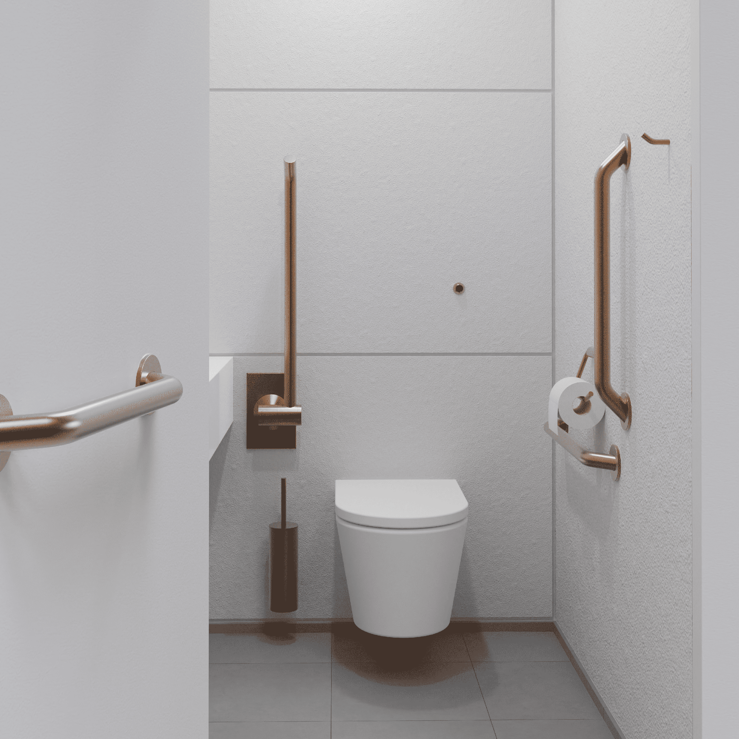 Mostra il prodotto Doc M PVD Copper Ambulant Pack / Wall Hung WC / Hinged Grab Bar del produttore The Splash Lab