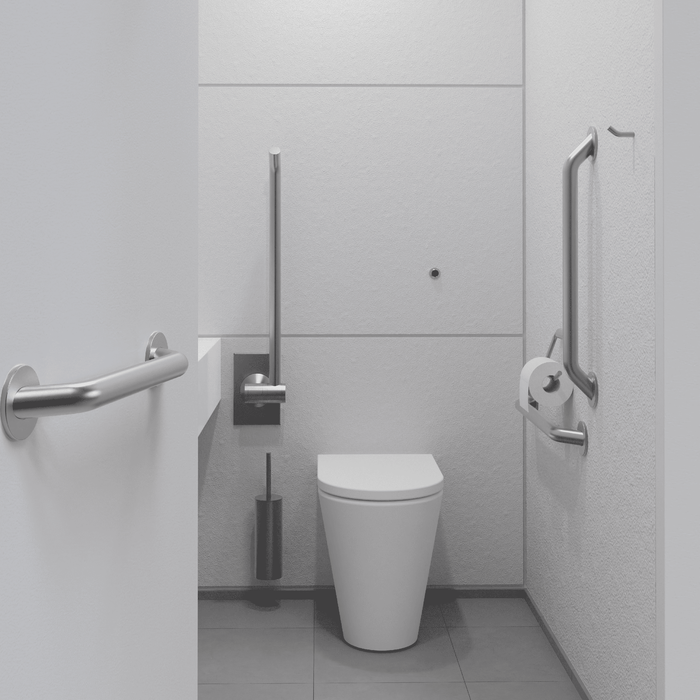 Doc M Satin Ambulant Pack / Floor Standing WC / Hinged Grab Bar