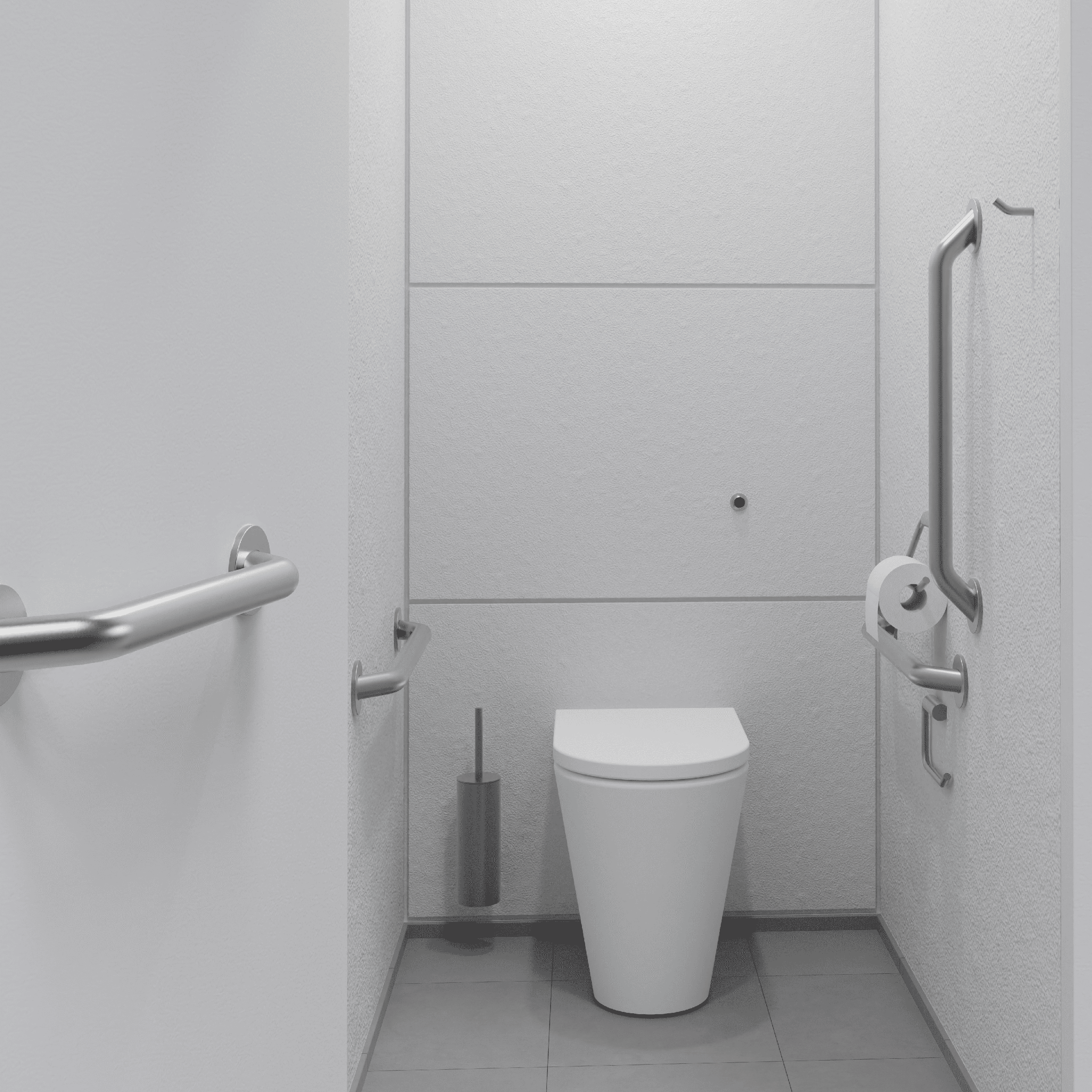 Doc M Satin Ambulant Pack / Floor Standing WC / Straight Grab Bar