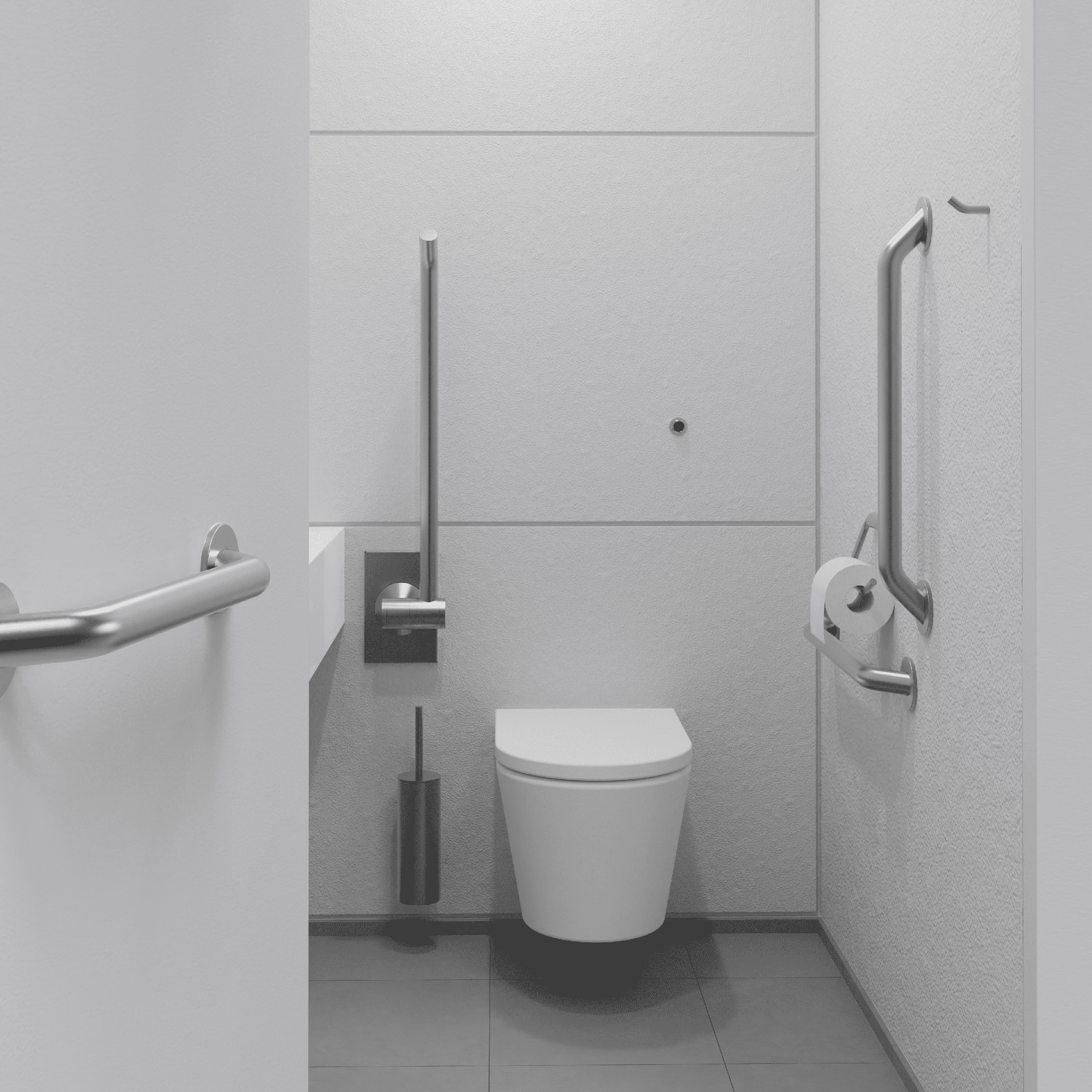 Doc M Satin Ambulant Pack / Wall Hung WC / Hinged Grab Bar