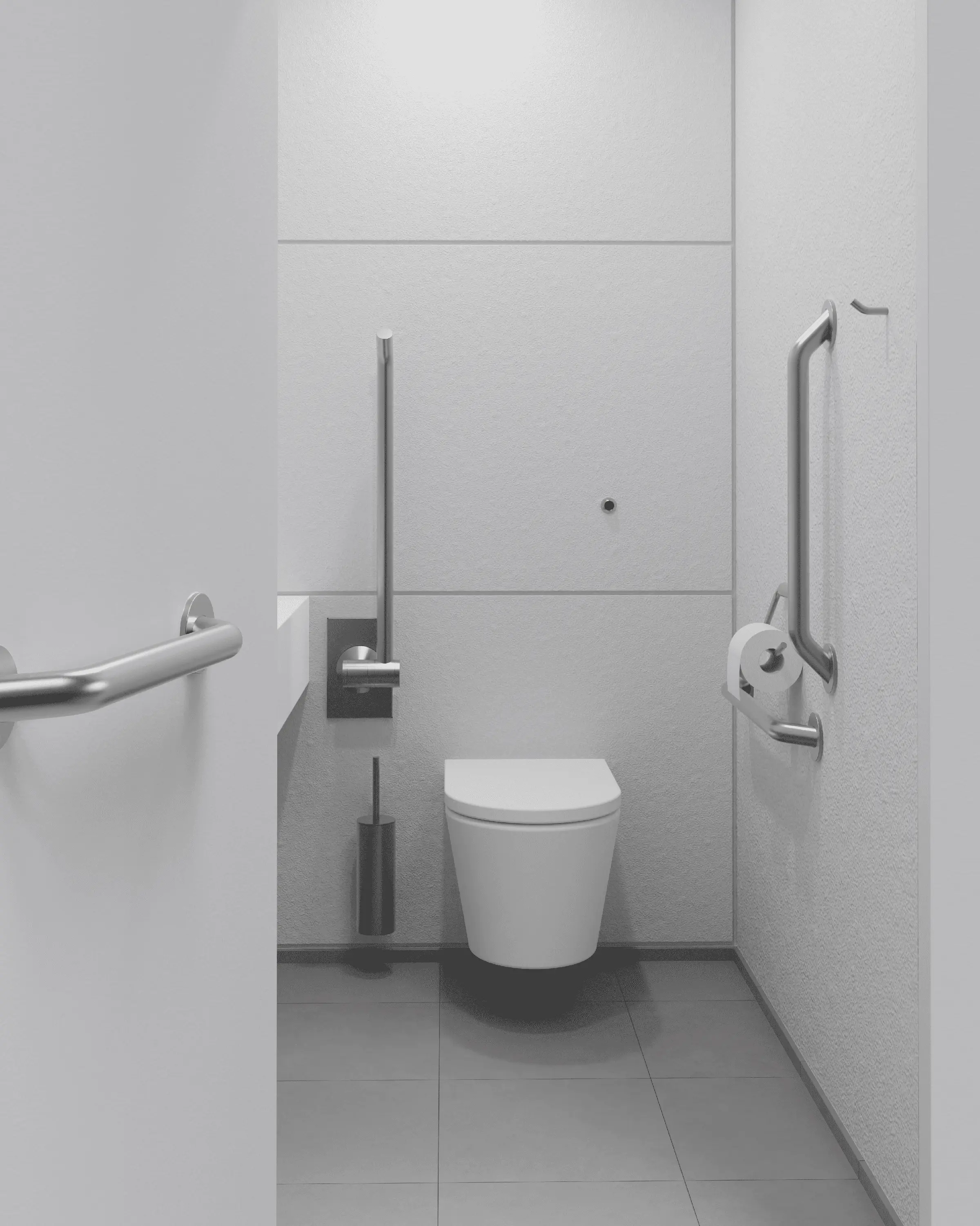 The Splash Lab - Doc M Satin Ambulant Pack / Wall Hung WC / Hinged Grab Bar